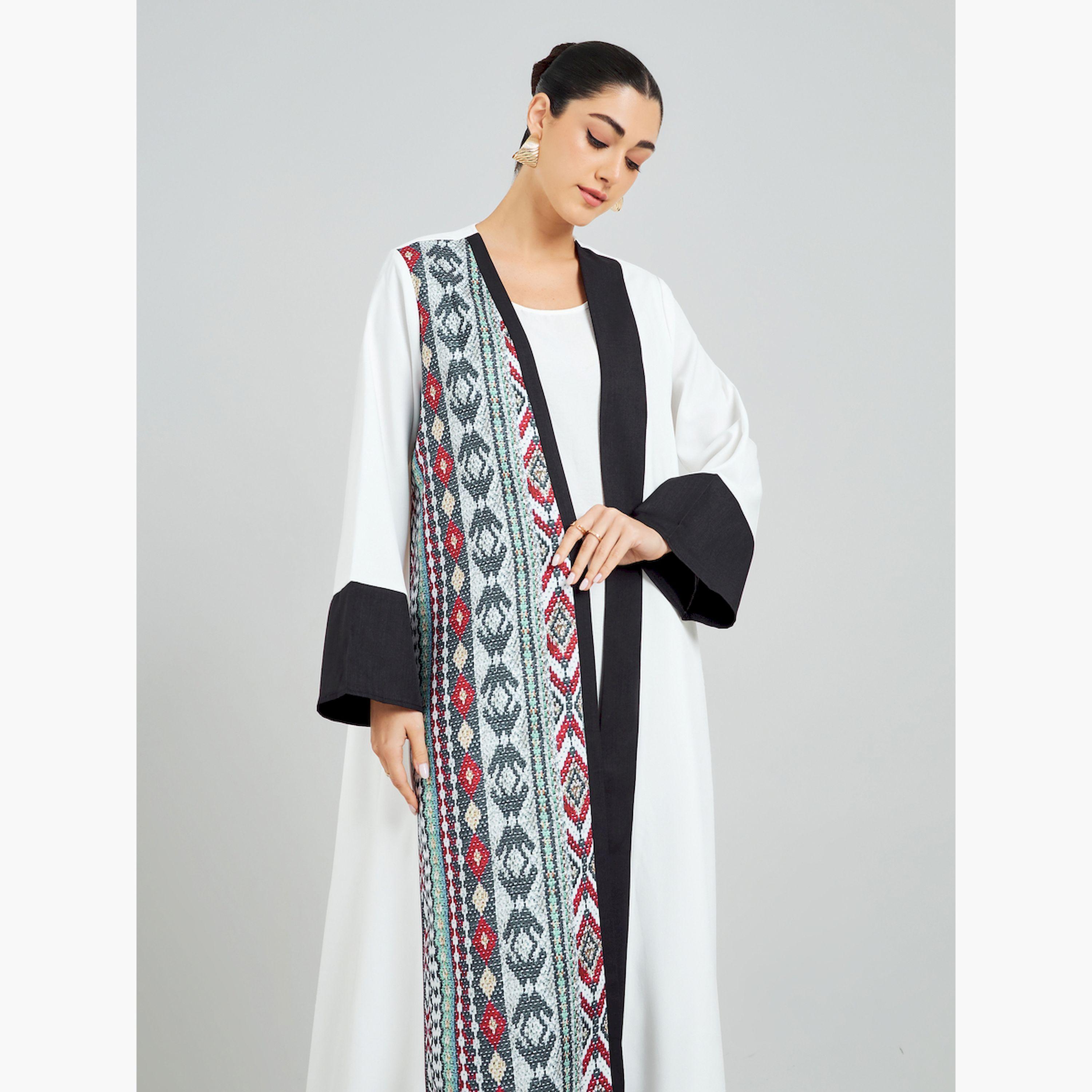 عباية مفتوحة من الامام مع طبعة-women-arabicclothing-abayas-image-2