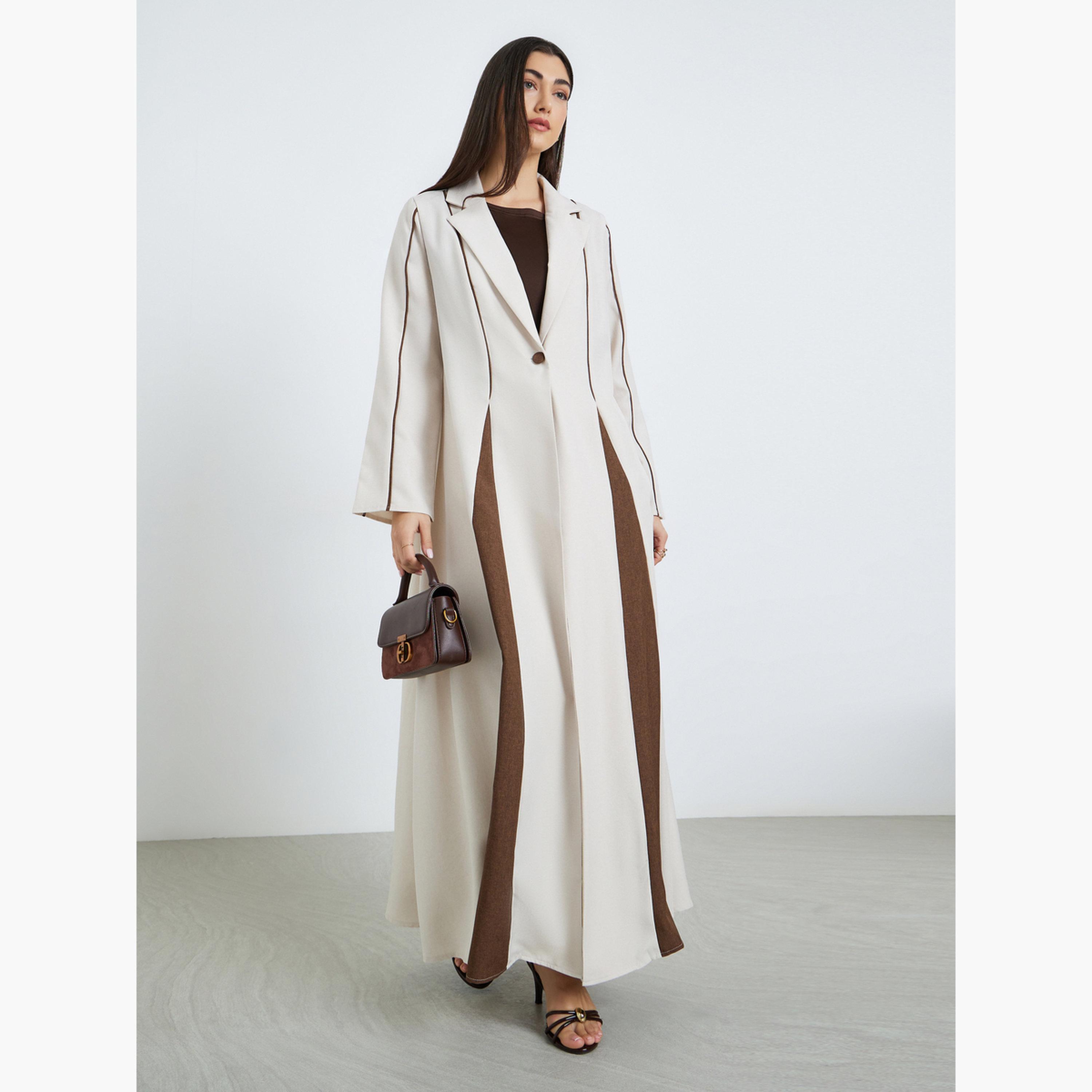 عباية بيج بياقة ونمط كتل الألوان-women-arabicclothing-abayas-image-1