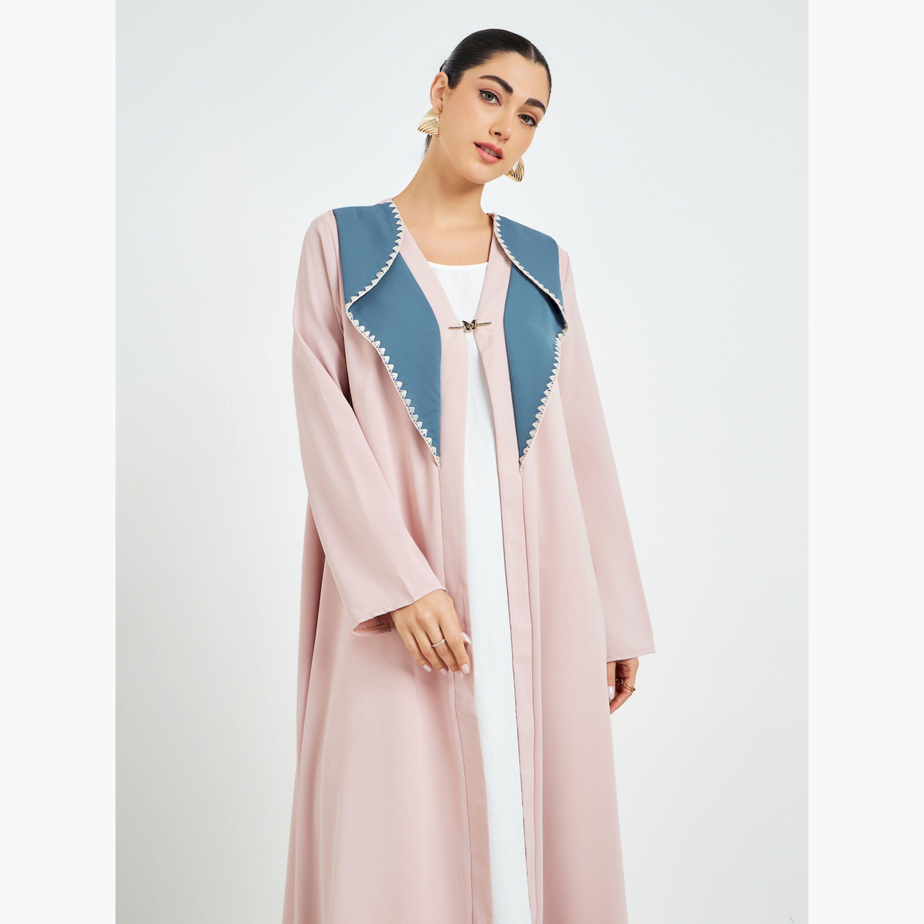 عباية مفتوحة من الأمام بنمط كتل الألوان-women-arabicclothing-abayas-image-2