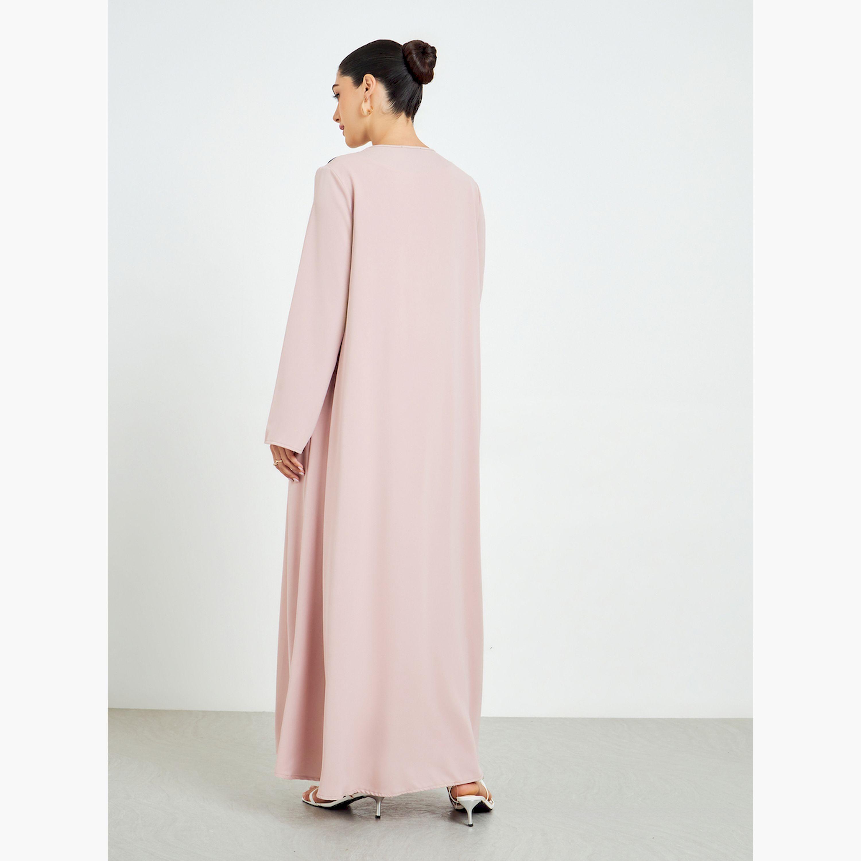 عباية مفتوحة من الأمام بنمط كتل الألوان-women-arabicclothing-abayas-image-4