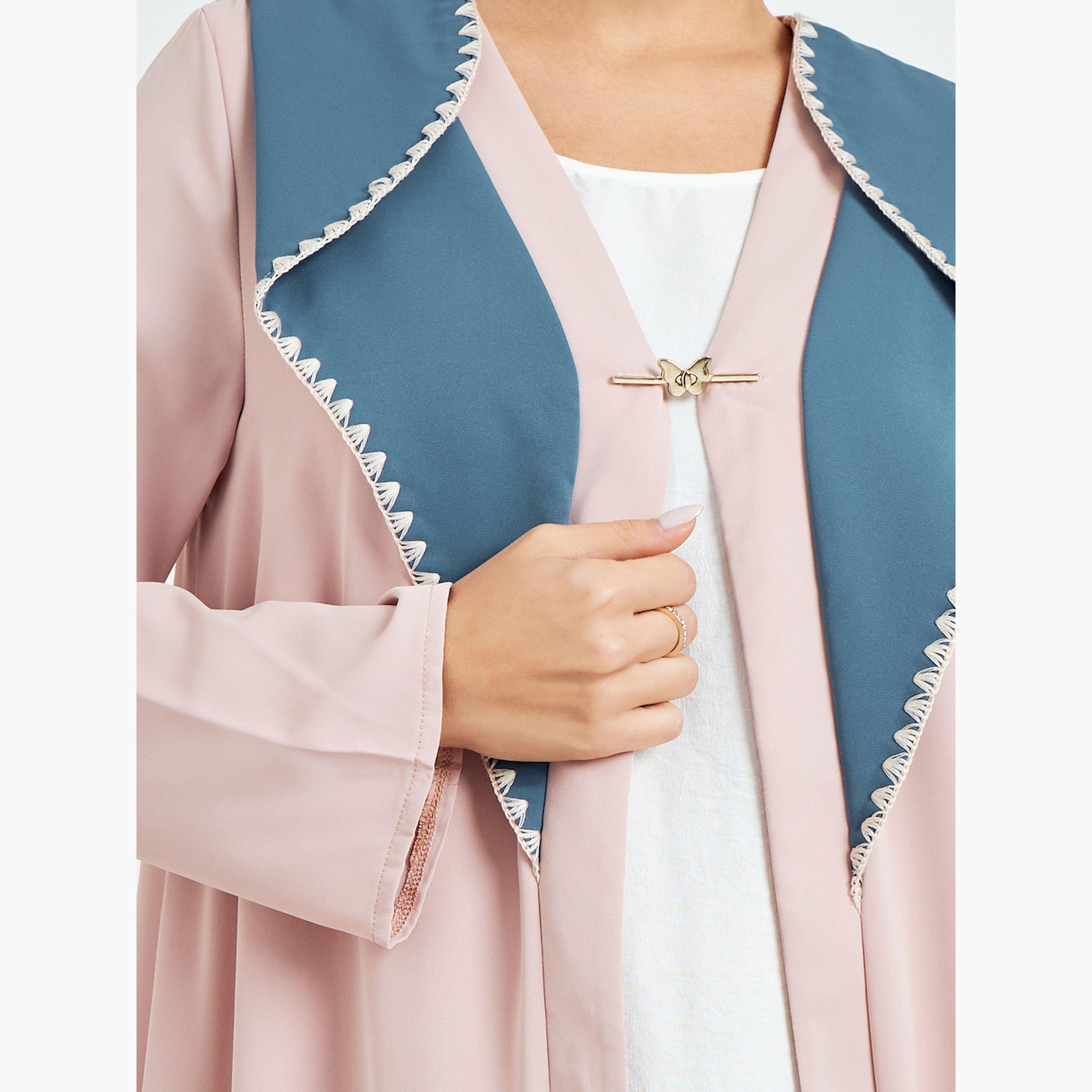 عباية مفتوحة من الأمام بنمط كتل الألوان-women-arabicclothing-abayas-image-5
