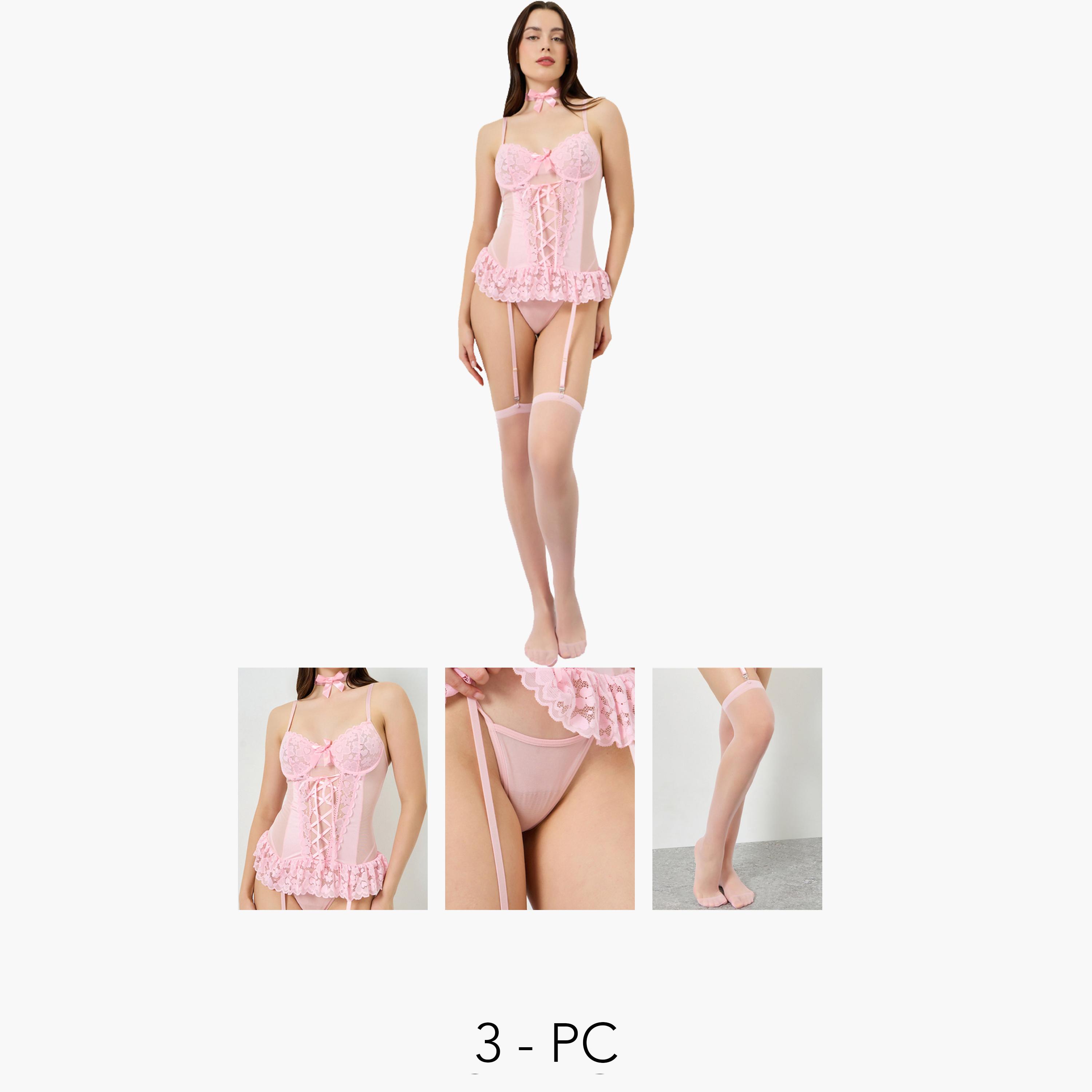 عبوة من 2 قطعة بودي سوت لانجري دانتيل وجوارب طويلة-women-clothing-lingerie-babydollsandbodysuits-image-1