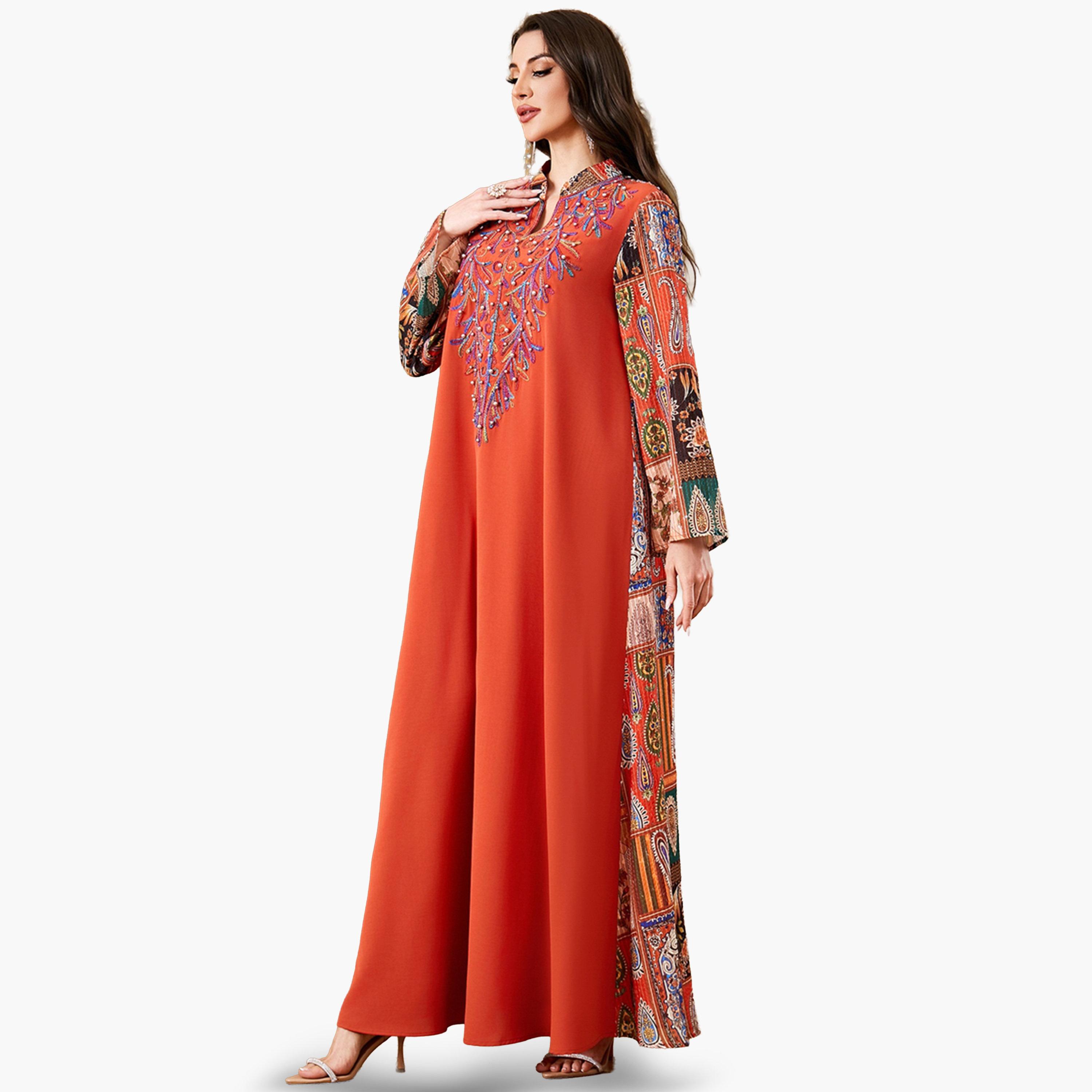 جلابية مطرزة بتفاصيل لؤلؤ صناعي-women-arabicclothing-jalabiyas-image-4