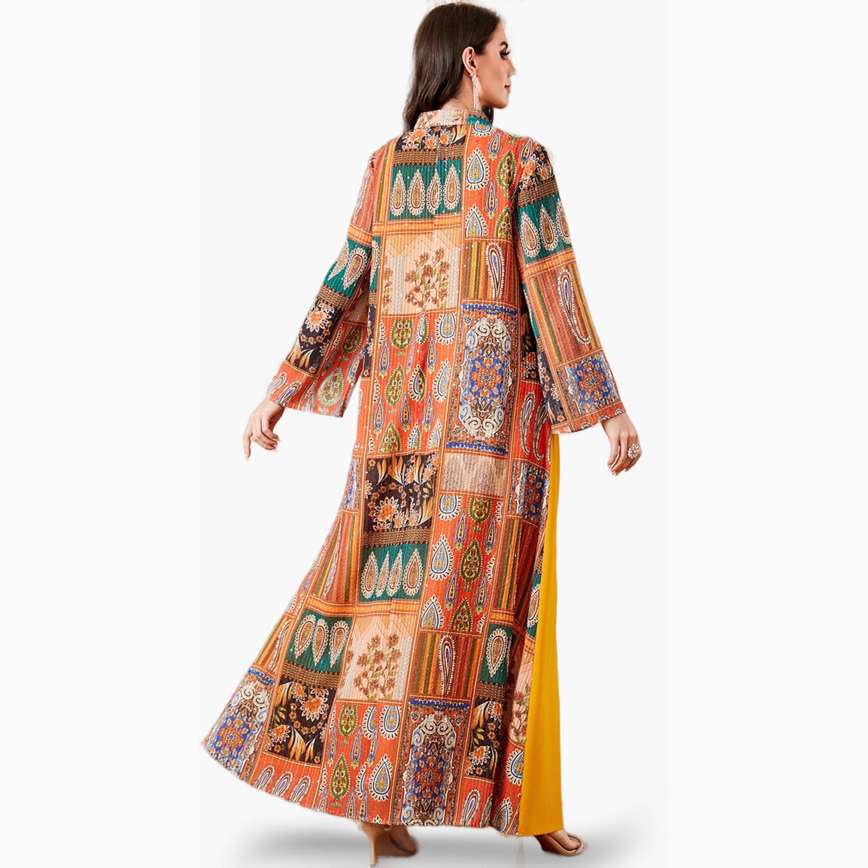 Take Two Yellow Embroidered Jalabiya with Faux Pearl Detail-women-arabicclothing-jalabiyas-image-5