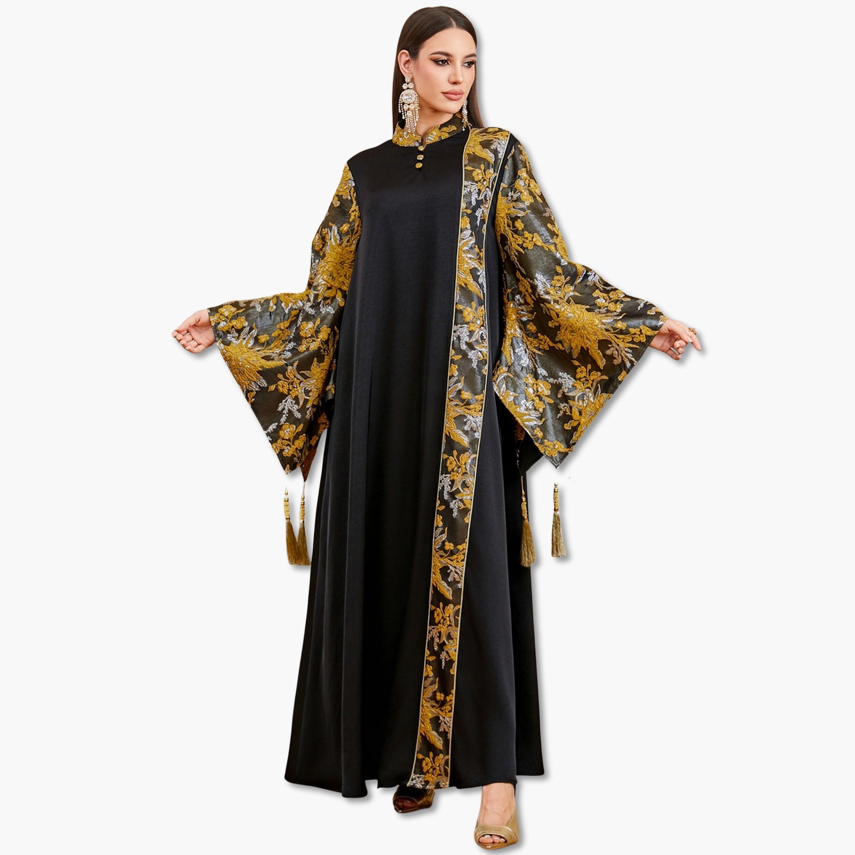 Take Two Women Embroidered Kimono Sleeve Jalabiya-women-arabicclothing-jalabiyas-image-1