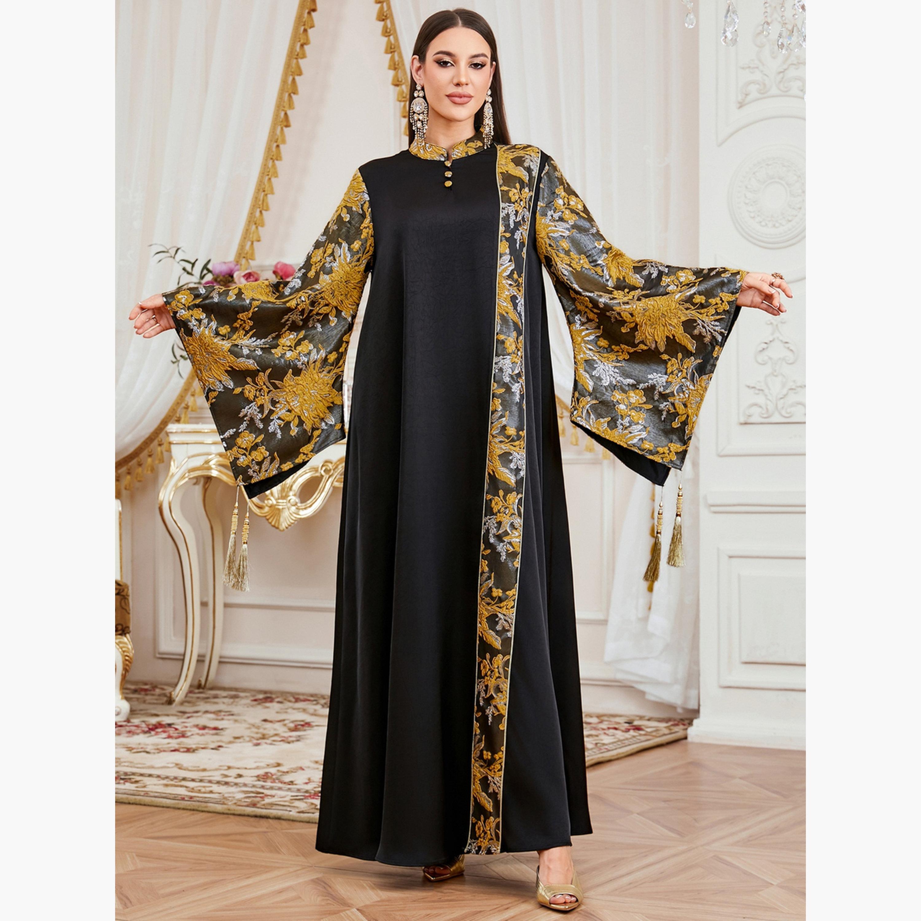 جلابية بأكمام كيمونو مطرزة-women-arabicclothing-jalabiyas-image-2