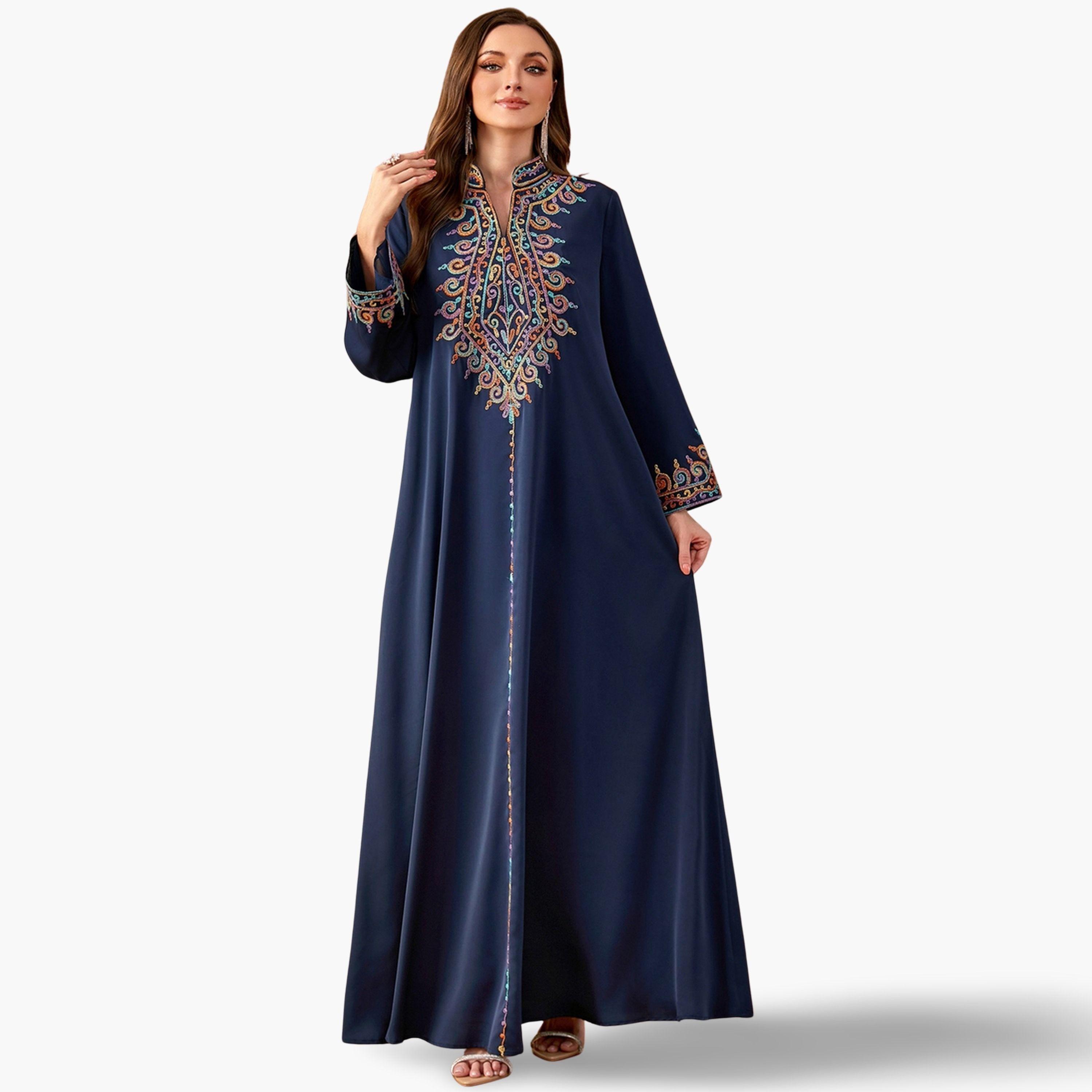 جلابية نسائية مطرزة بأكمام طويلة-women-arabicclothing-jalabiyas-image-1