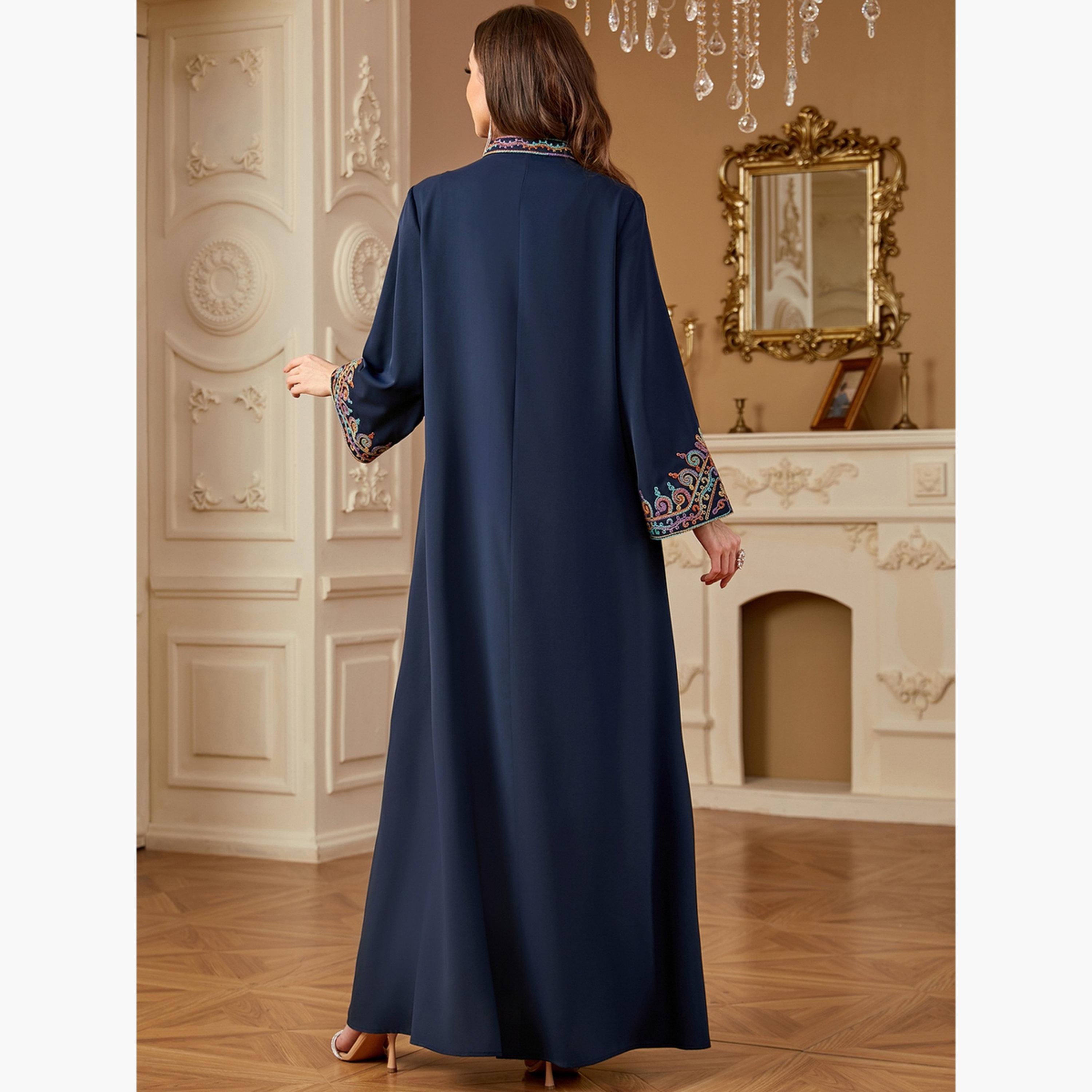 جلابية نسائية مطرزة بأكمام طويلة-women-arabicclothing-jalabiyas-image-4