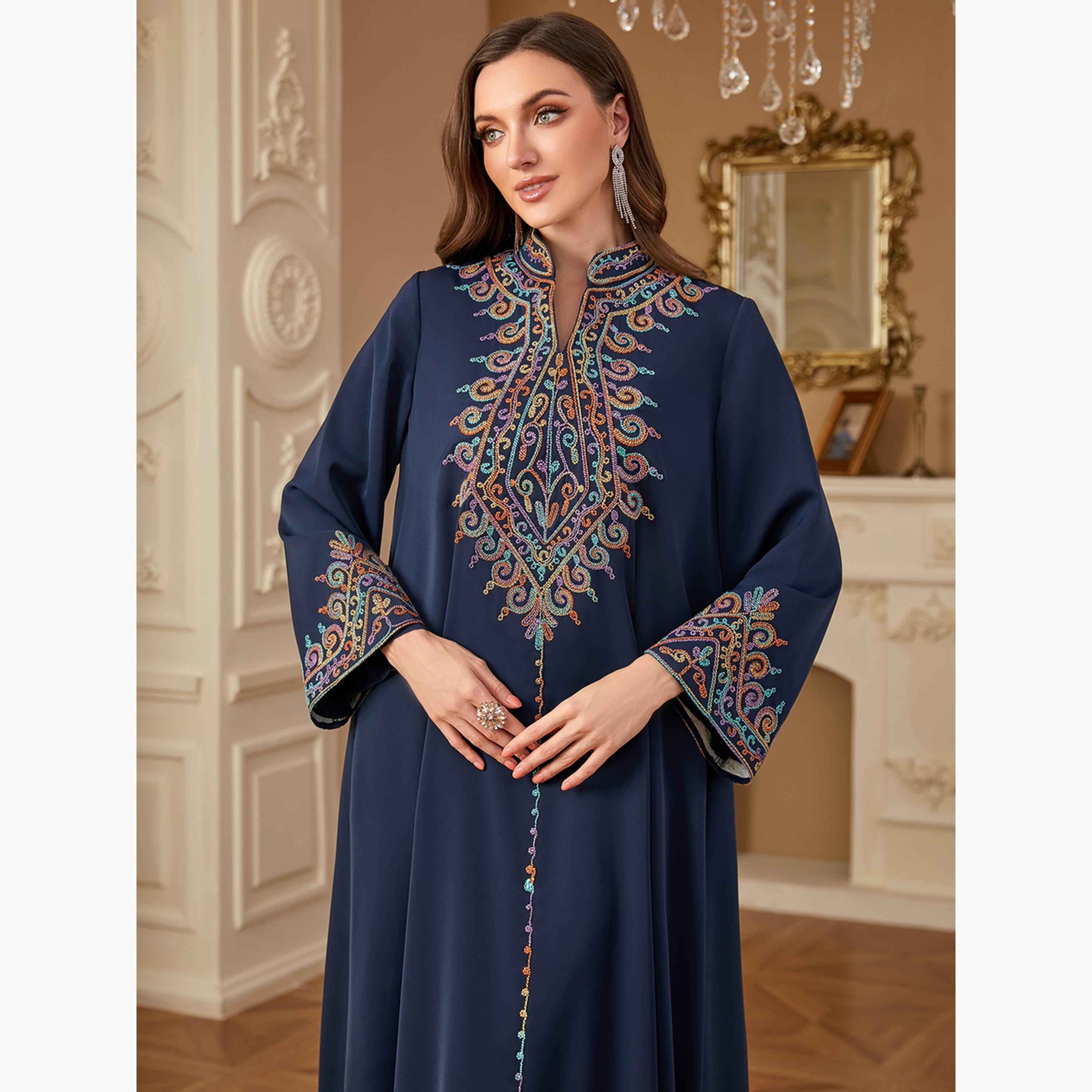 جلابية نسائية مطرزة بأكمام طويلة-women-arabicclothing-jalabiyas-image-5