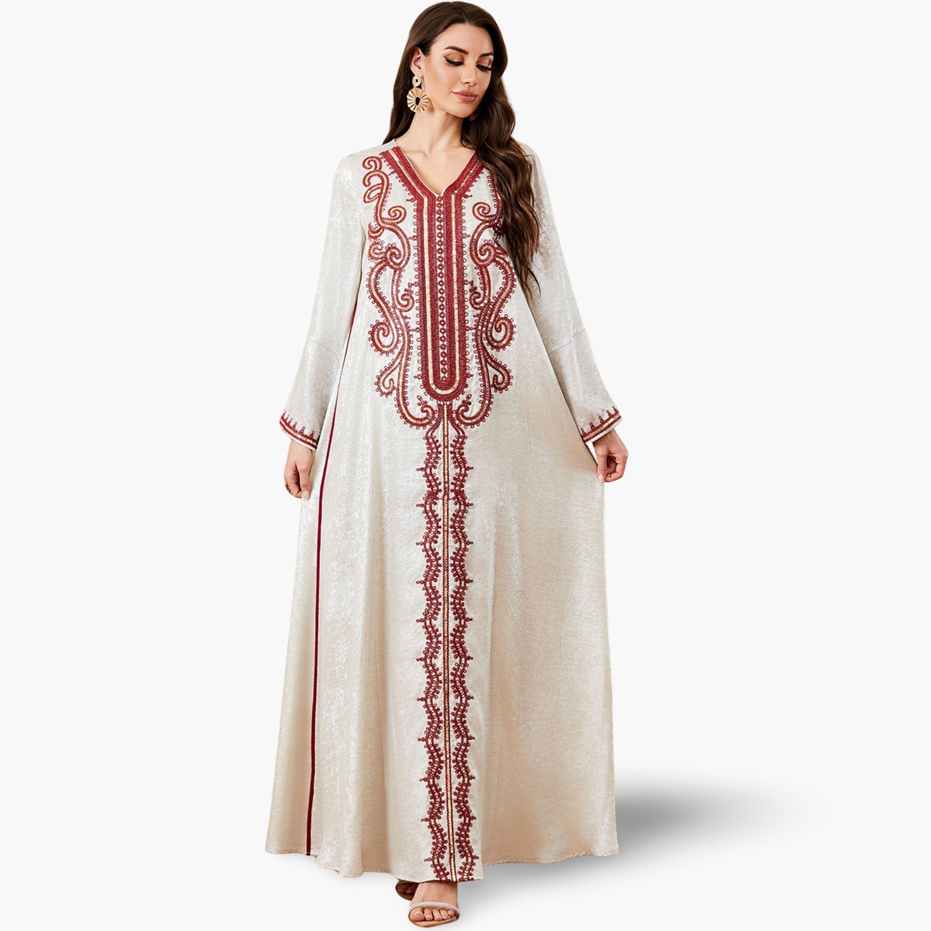 جلابية بأكمام طويلة مطرزة مع حجاب-women-arabicclothing-jalabiyas-image-1