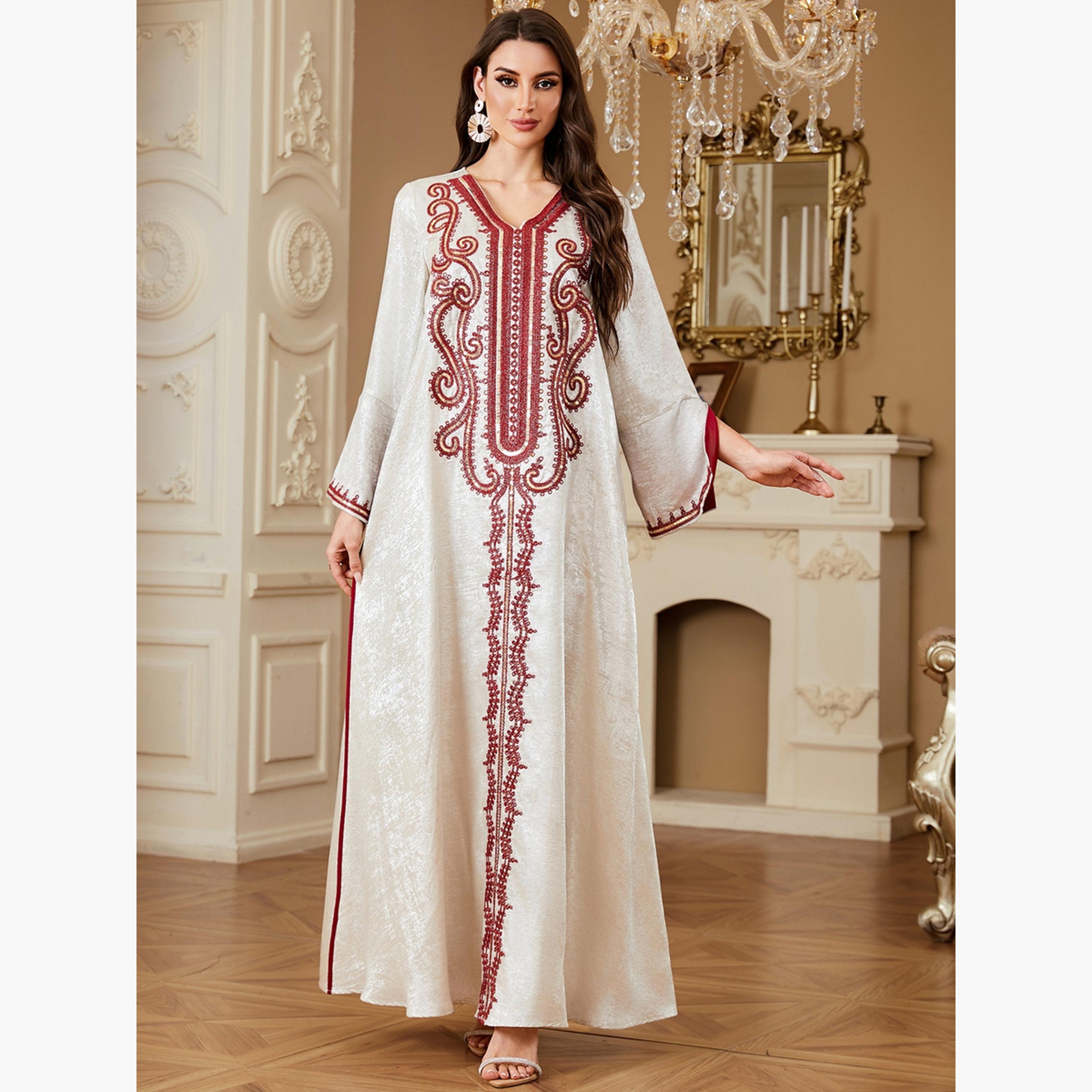Take Two Women Embroidered V Neck Jalabiya with Hijab-women-arabicclothing-jalabiyas-image-3