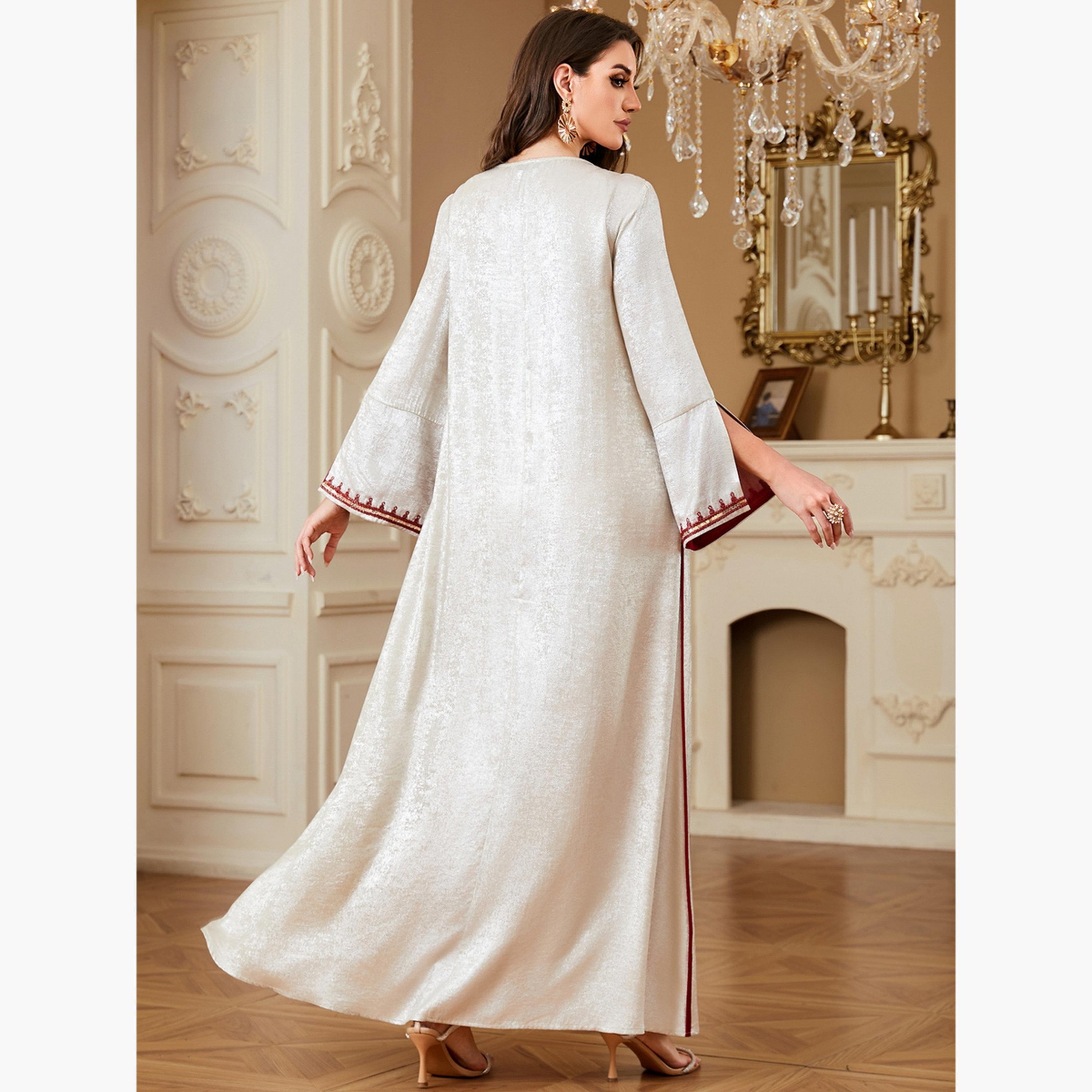 Take Two Women Embroidered V Neck Jalabiya with Hijab-women-arabicclothing-jalabiyas-image-5