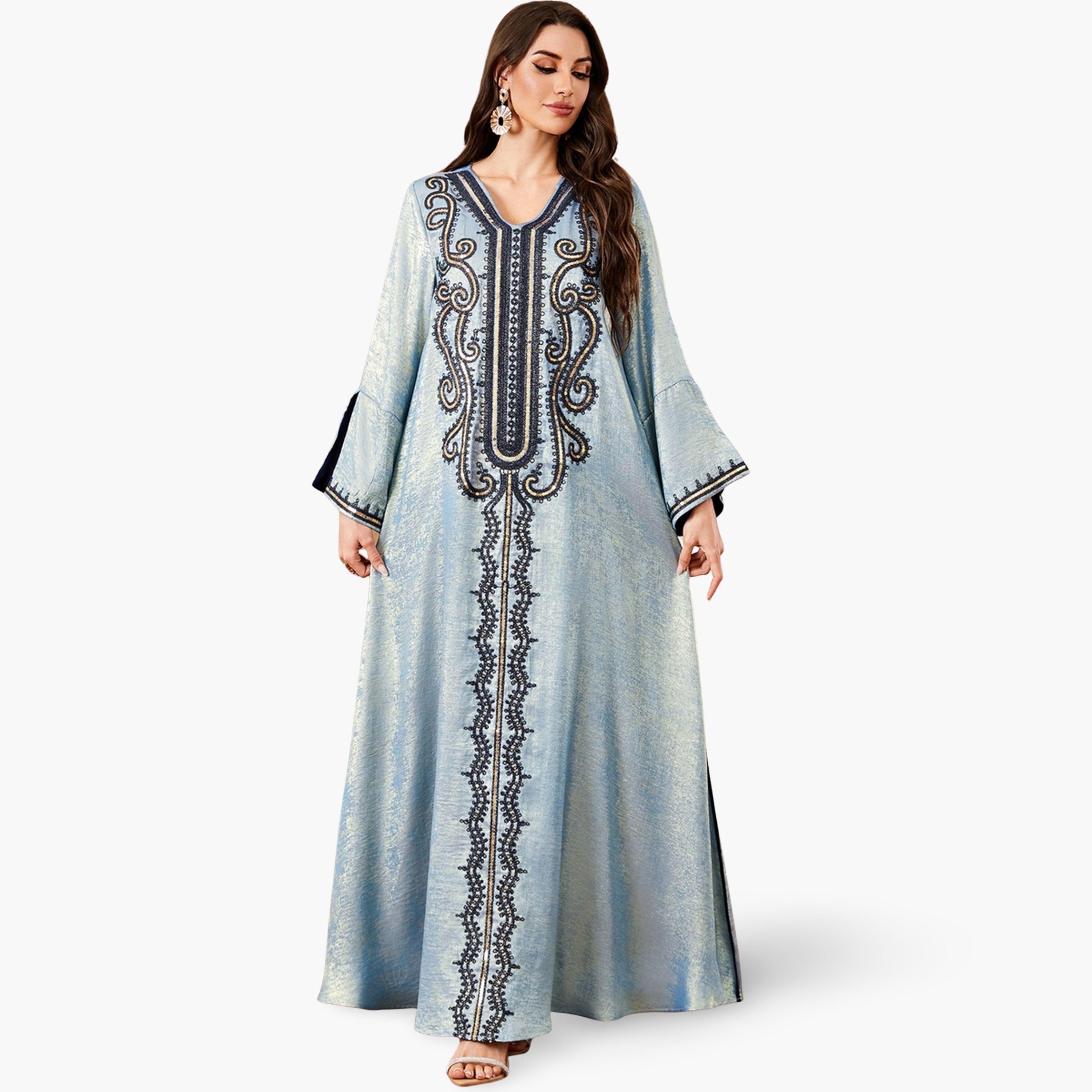 جلابية نسائية مطرزة مع حجاب-women-arabicclothing-jalabiyas-image-1