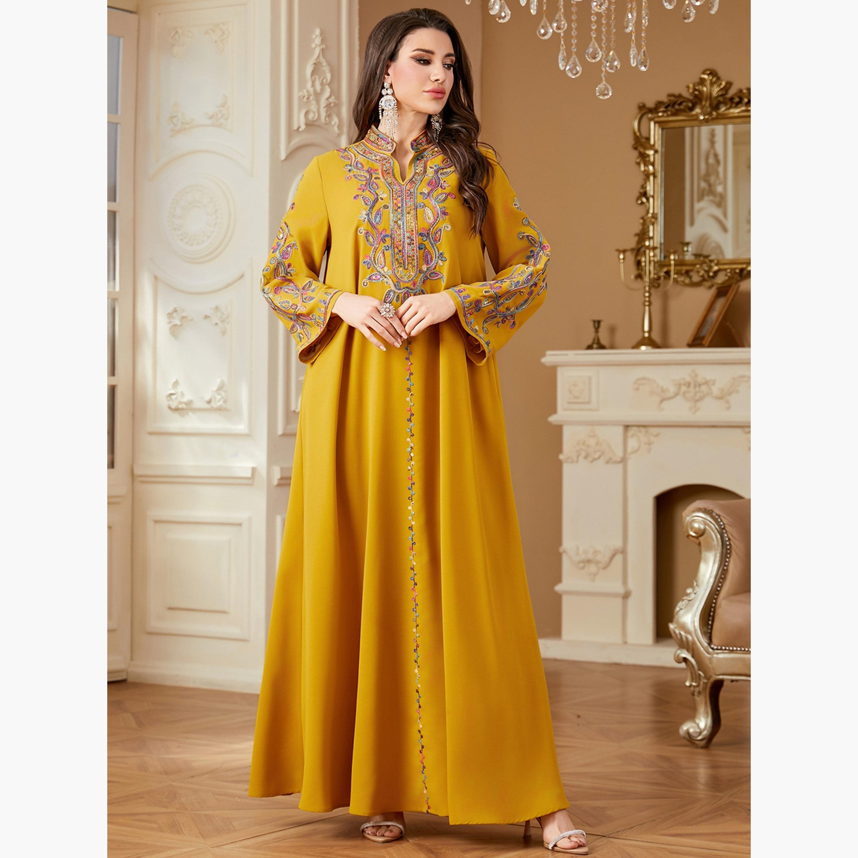 جلابية نسائية مطرزة بفتحة رقبة-women-arabicclothing-jalabiyas-image-5