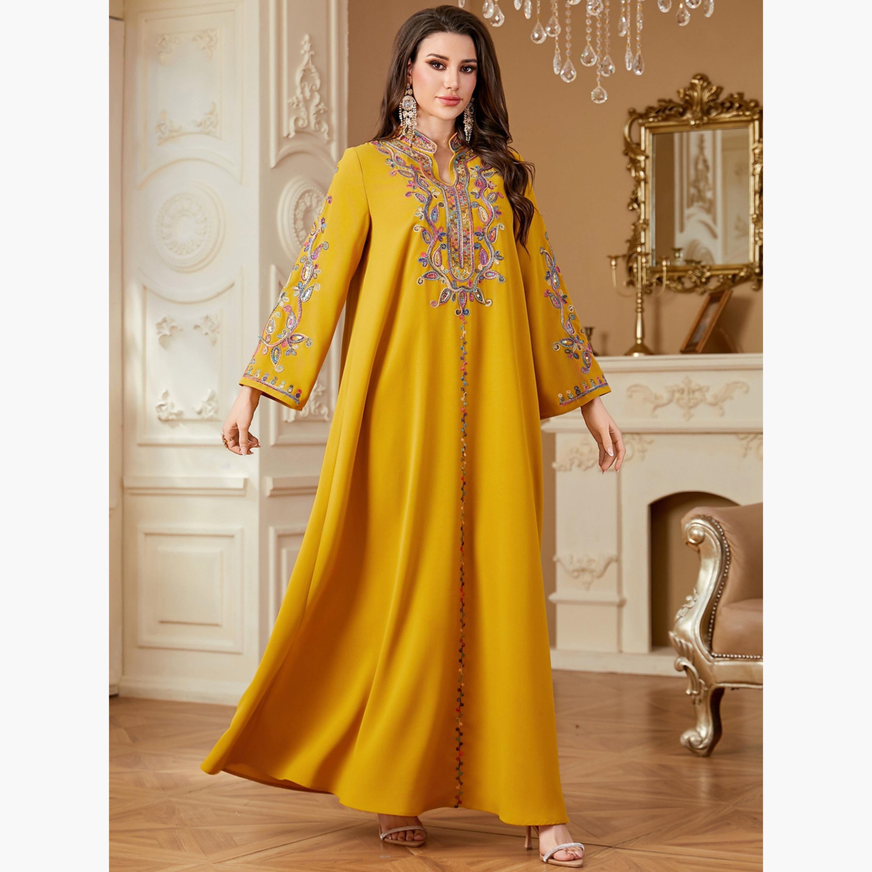 جلابية نسائية مطرزة بفتحة رقبة-women-arabicclothing-jalabiyas-image-6