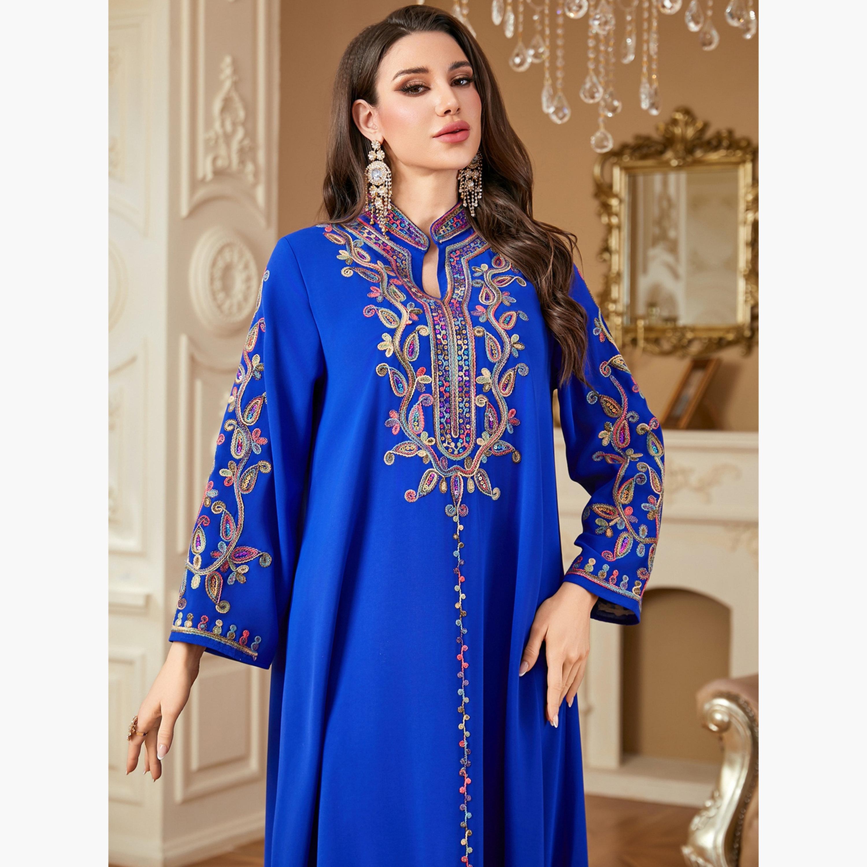 Take Two Women Embroidered Notch Neck Jalabiya-women-arabicclothing-jalabiyas-image-2