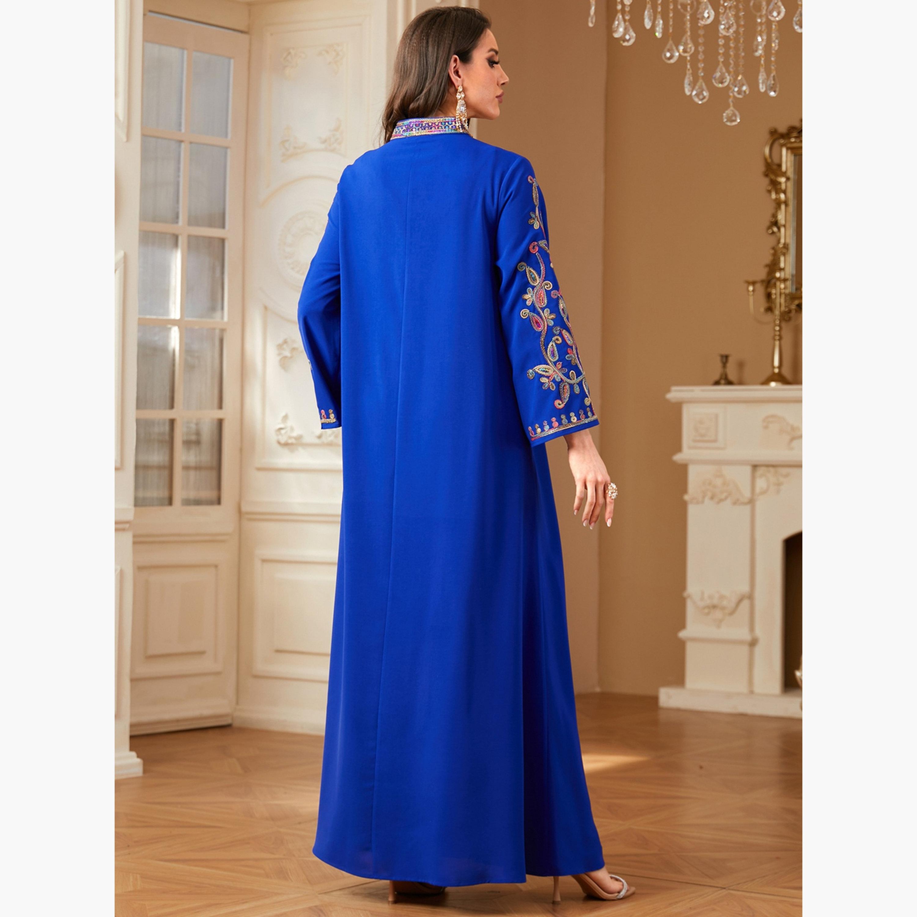 Take Two Women Embroidered Notch Neck Jalabiya-women-arabicclothing-jalabiyas-image-3