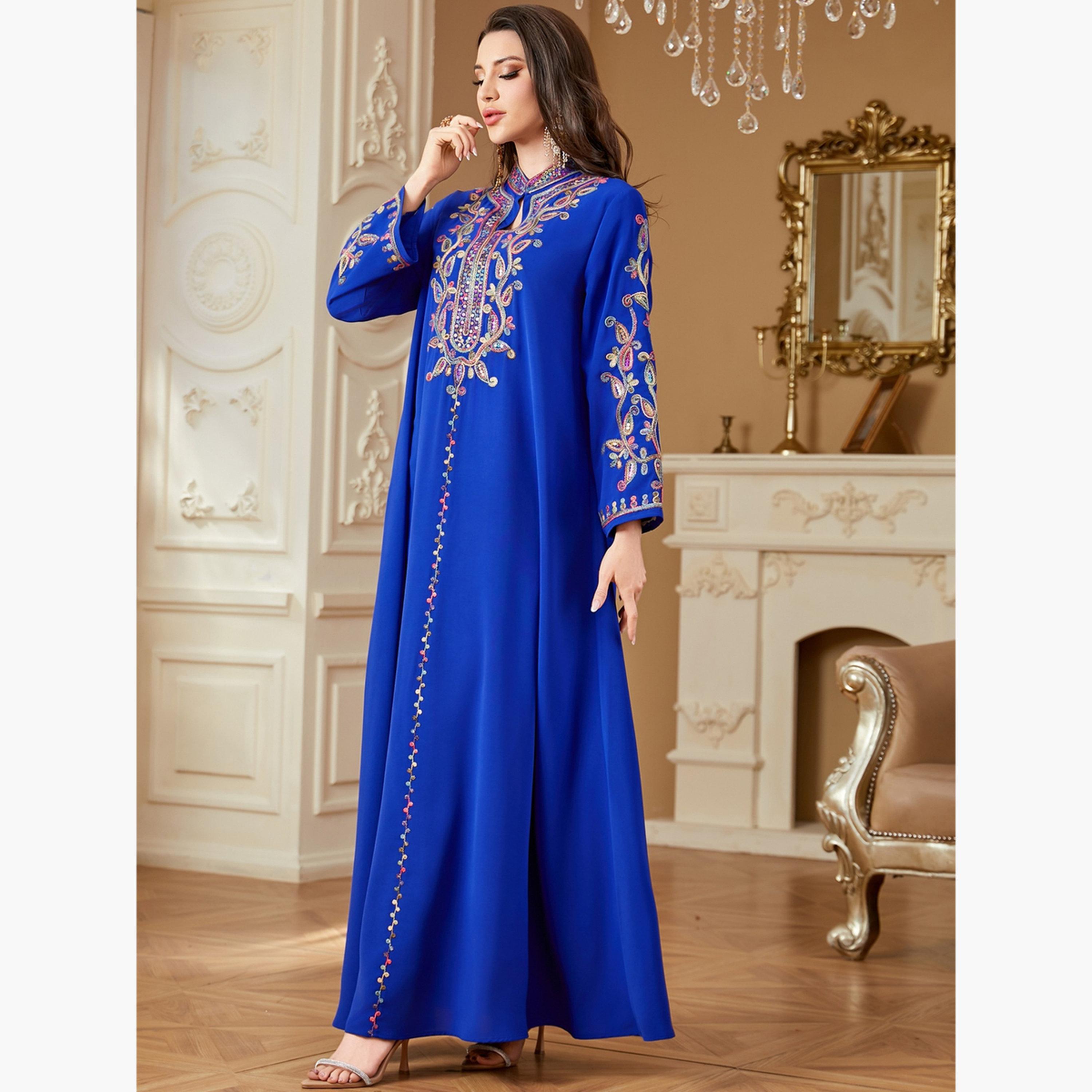 Take Two Women Embroidered Notch Neck Jalabiya-women-arabicclothing-jalabiyas-image-4