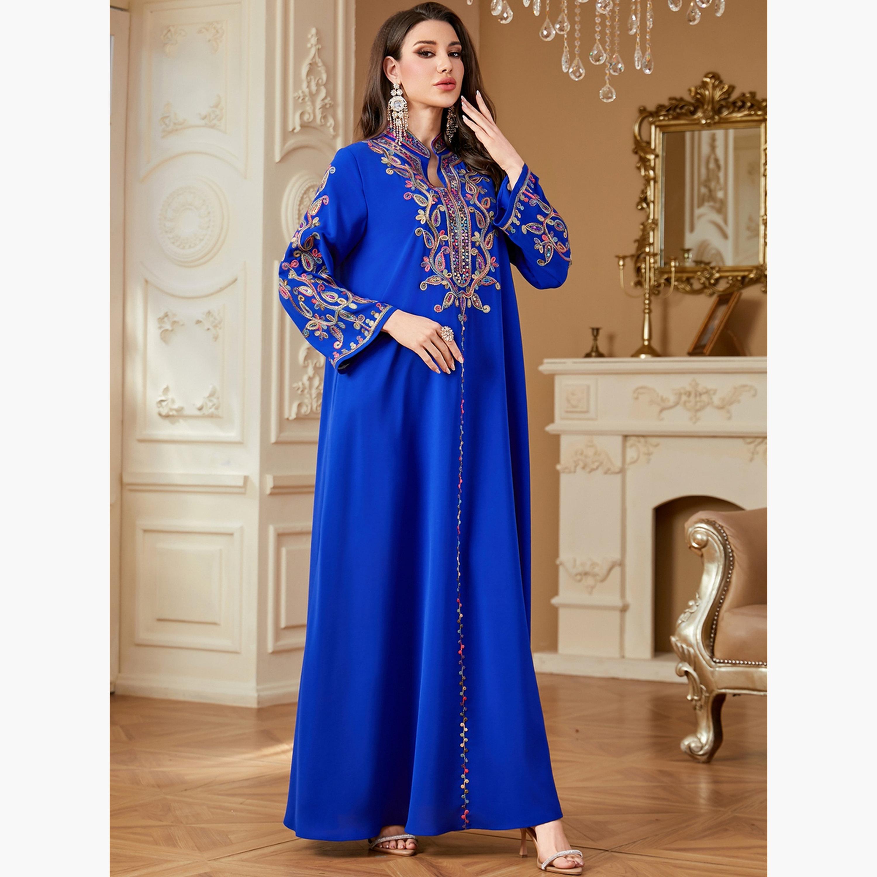 Take Two Women Embroidered Notch Neck Jalabiya-women-arabicclothing-jalabiyas-image-5