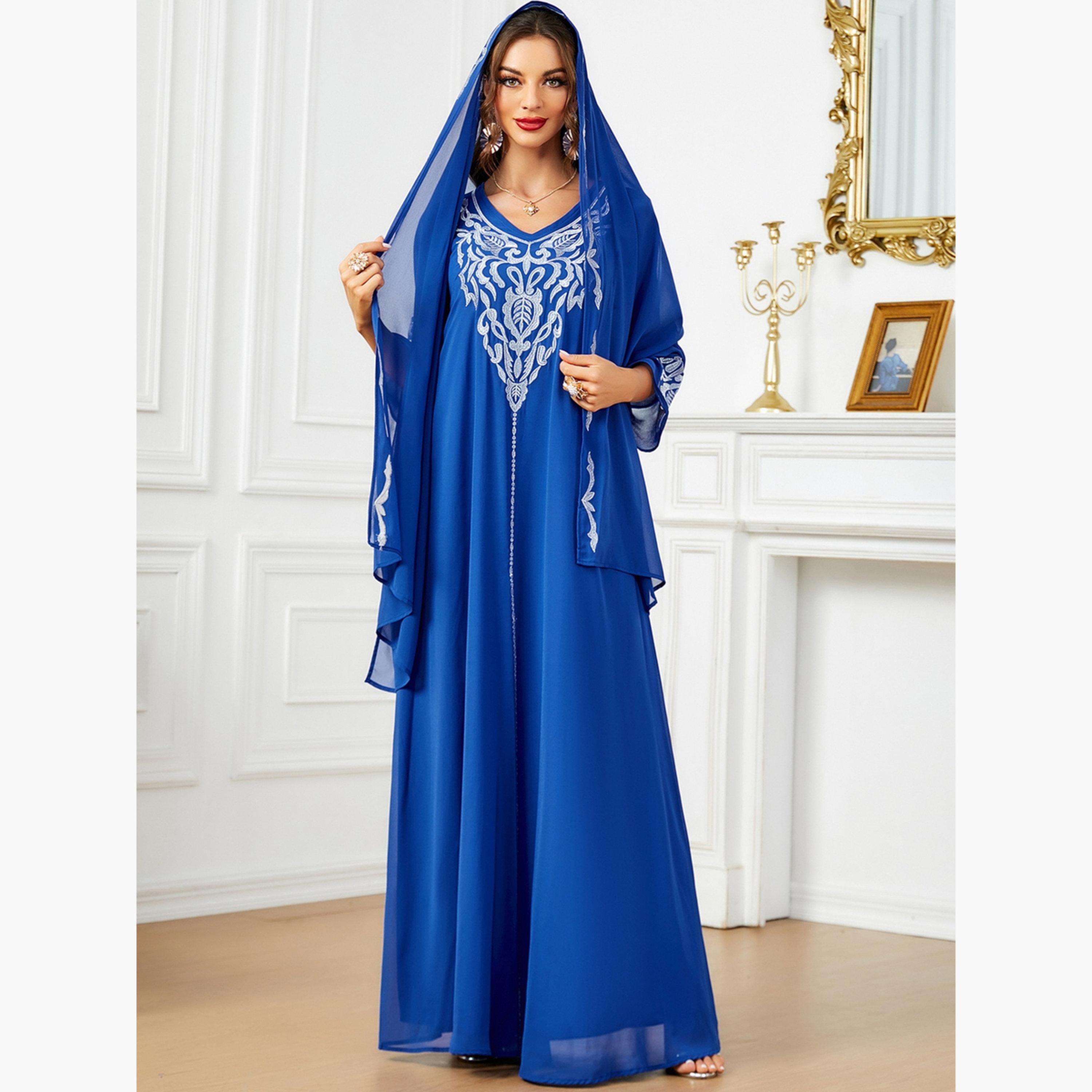 جلابية نسائية مطرزة مع حجاب-women-arabicclothing-jalabiyas-image-3