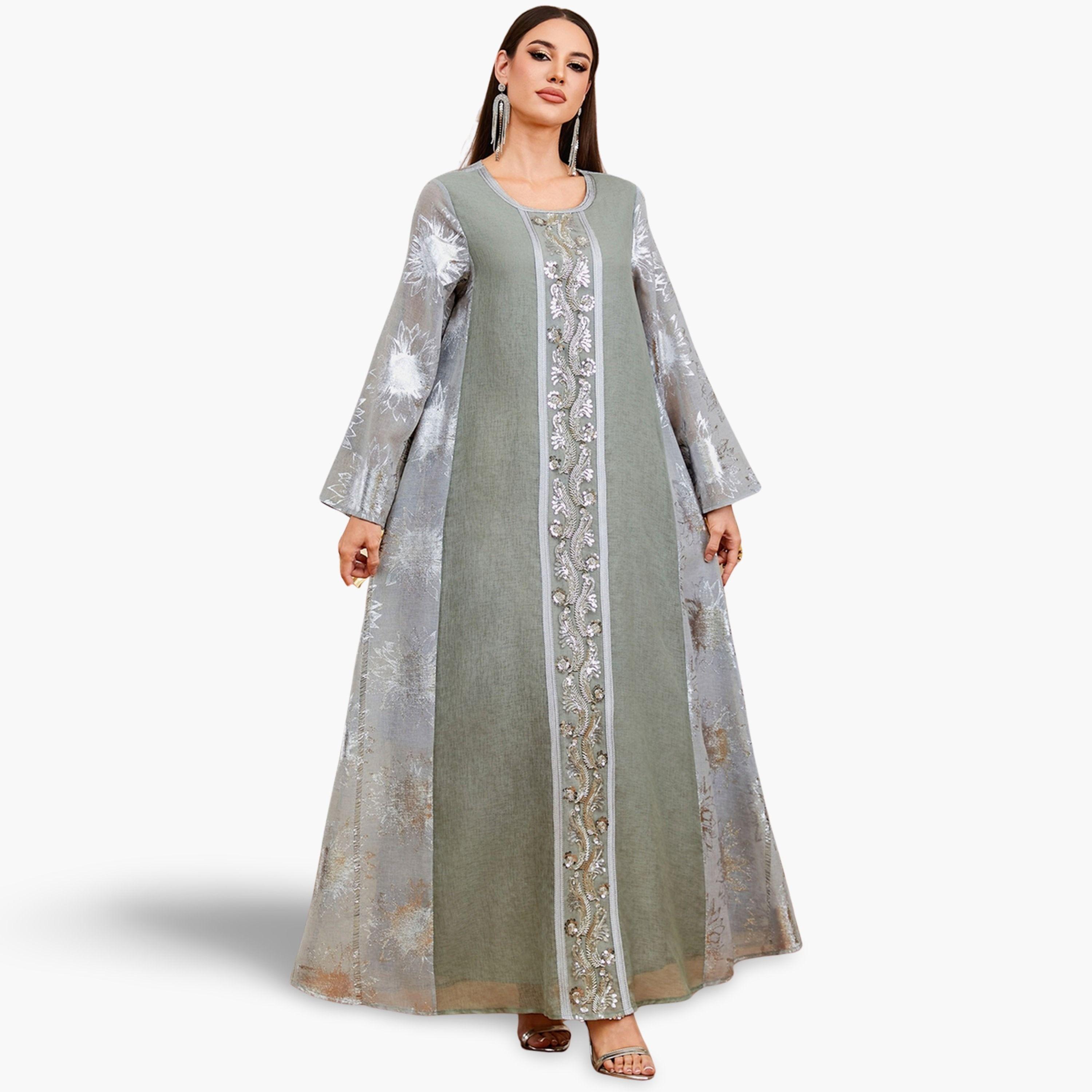 جلابية جاكار مزينة بزهور-women-arabicclothing-jalabiyas-image-1