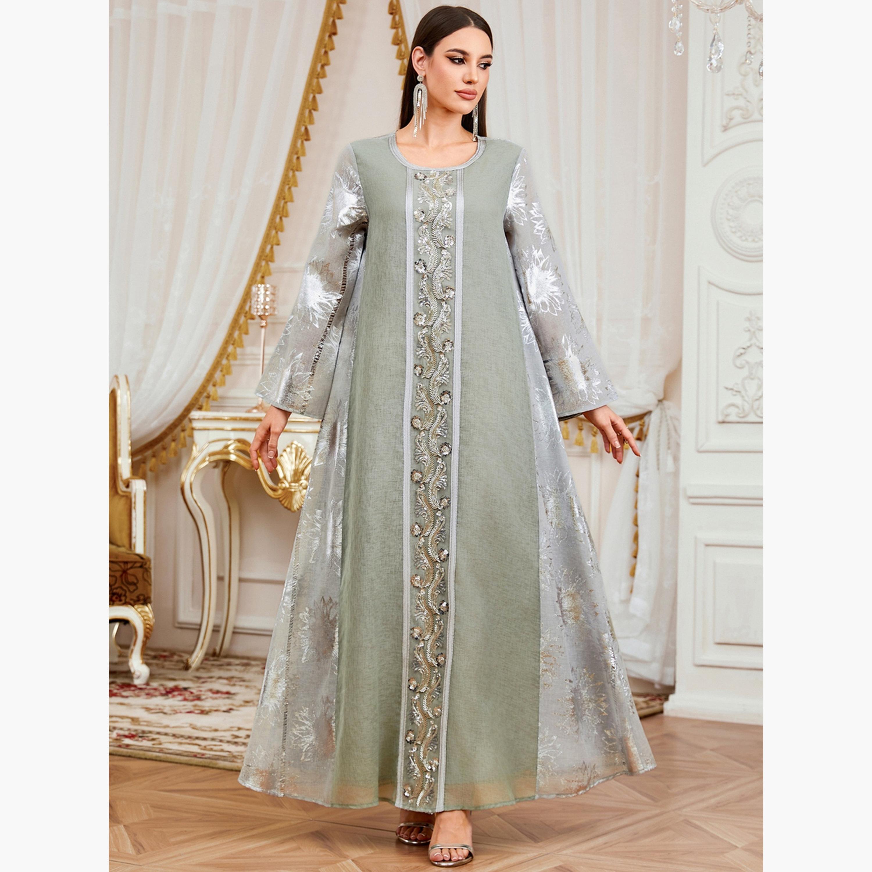 جلابية جاكار مزينة بزهور-women-arabicclothing-jalabiyas-image-2