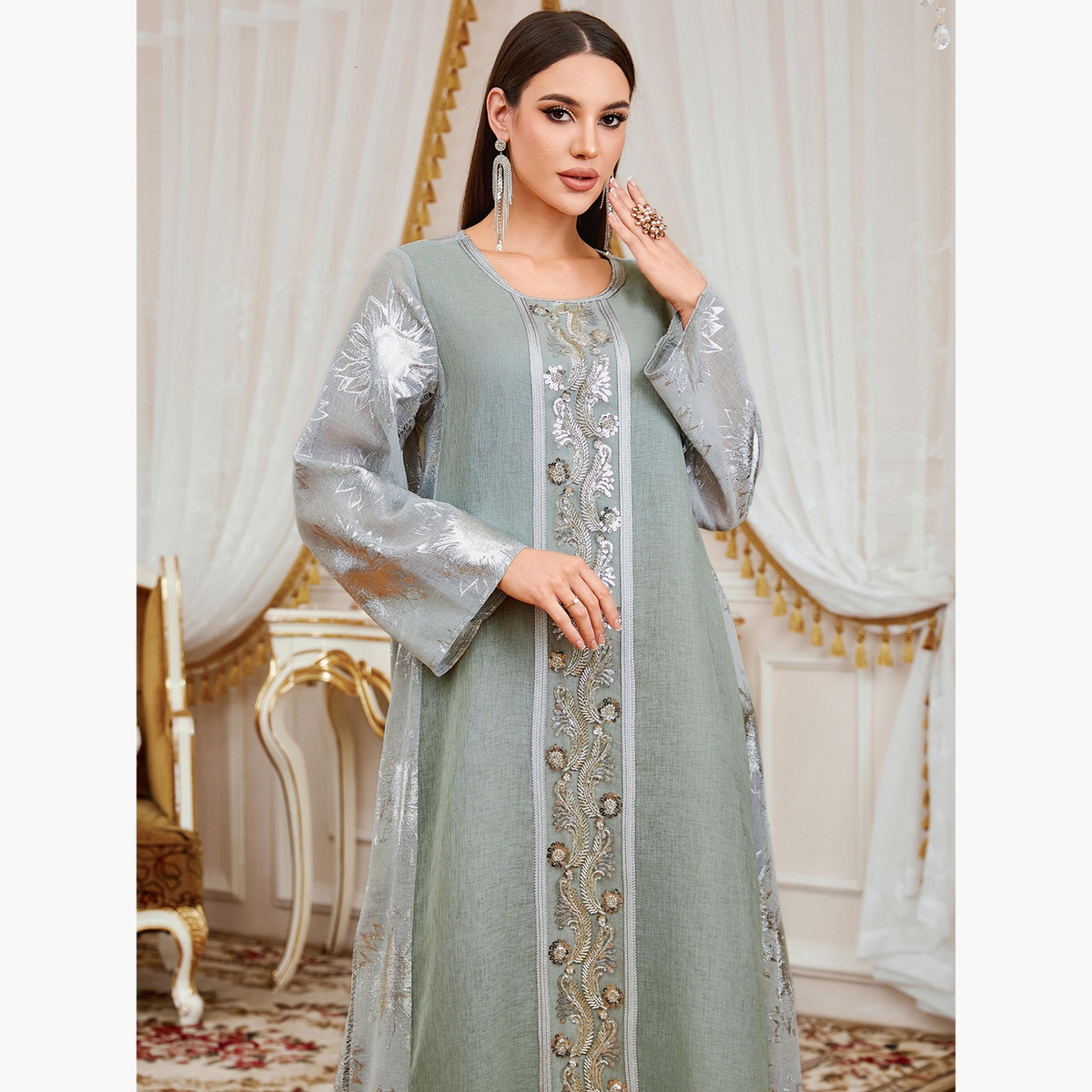 Take Two Women Green Floral Jacquard Jalabiya-women-arabicclothing-jalabiyas-image-5