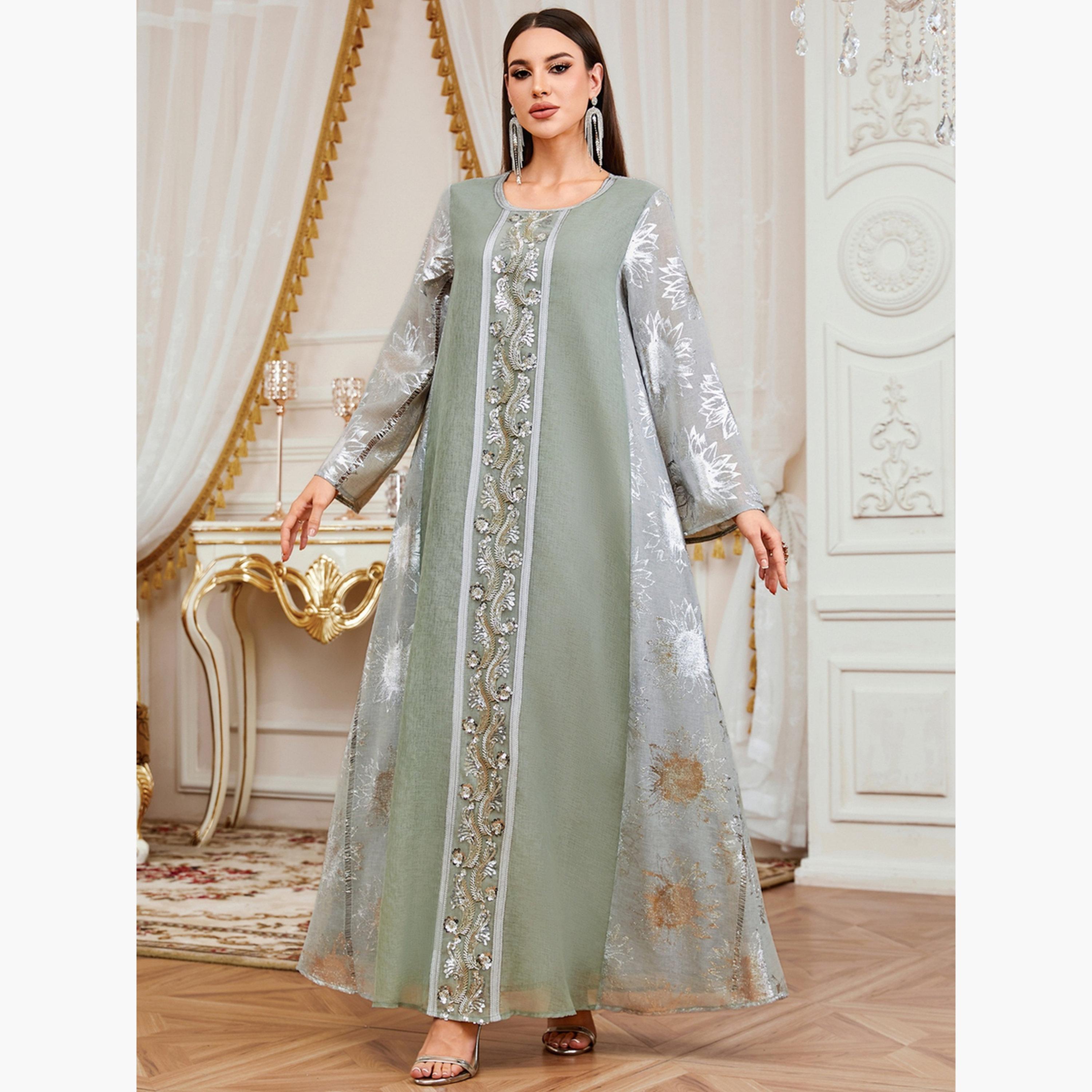 جلابية جاكار مزينة بزهور-women-arabicclothing-jalabiyas-image-6