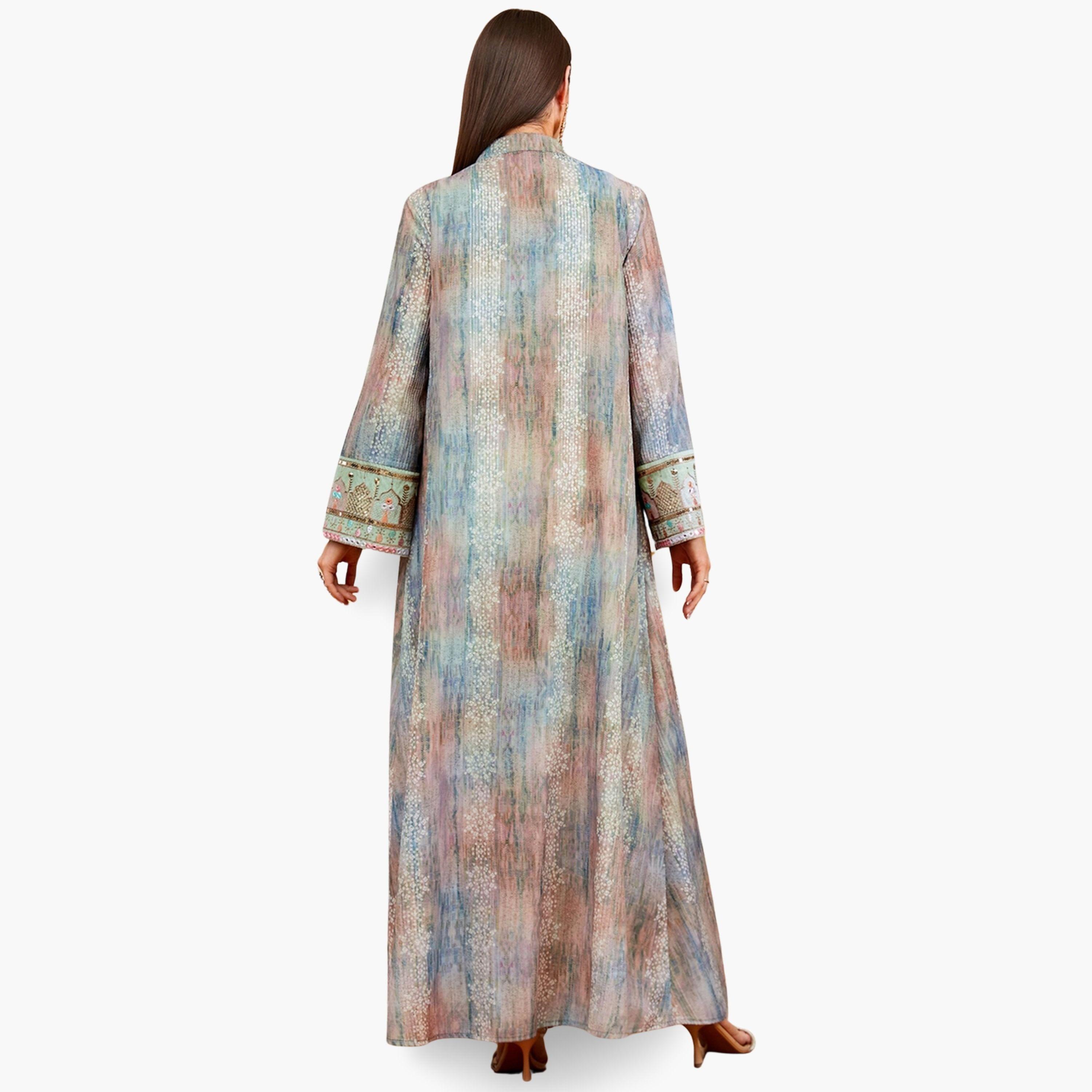Take Two Women Sequin Embroidered Panel Notch Neck Jalabiya-women-arabicclothing-jalabiyas-image-5