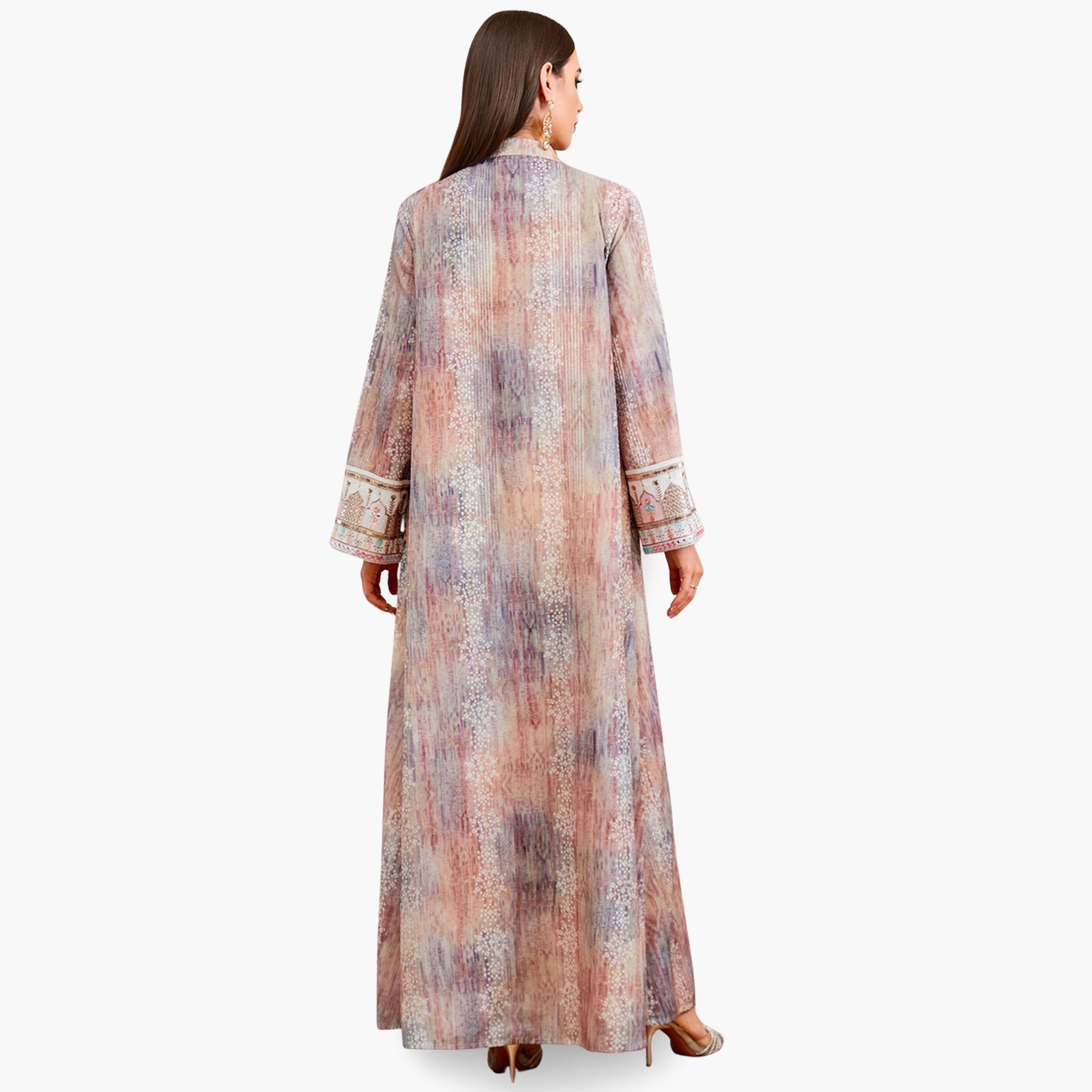 Take Two Women Sequin Embroidered Panel Notch Neck Jalabiya-women-arabicclothing-jalabiyas-image-5