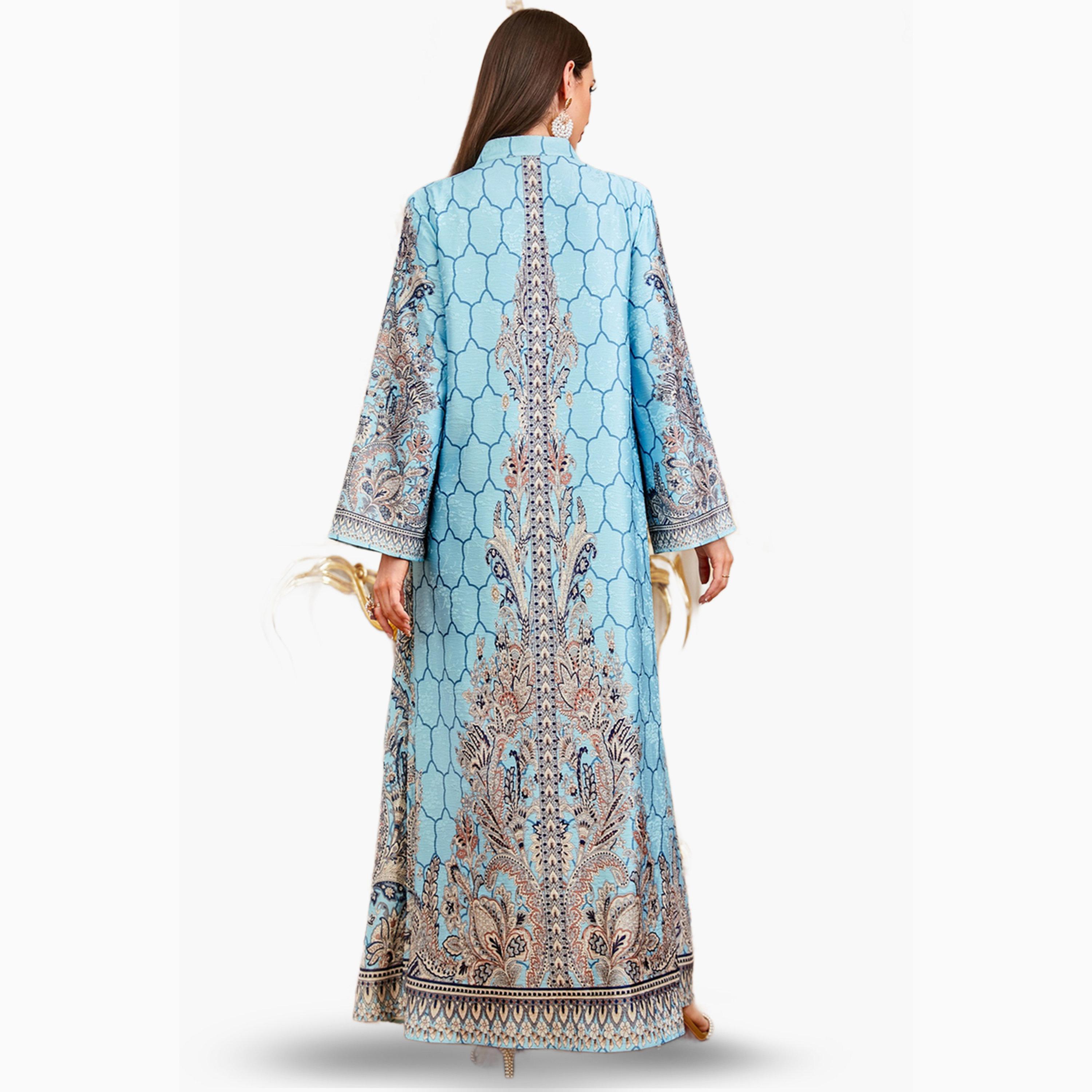 جلابية زرقاء بطبعة أزهار ومزينة بلؤلؤ صناعي-women-arabicclothing-jalabiyas-image-3