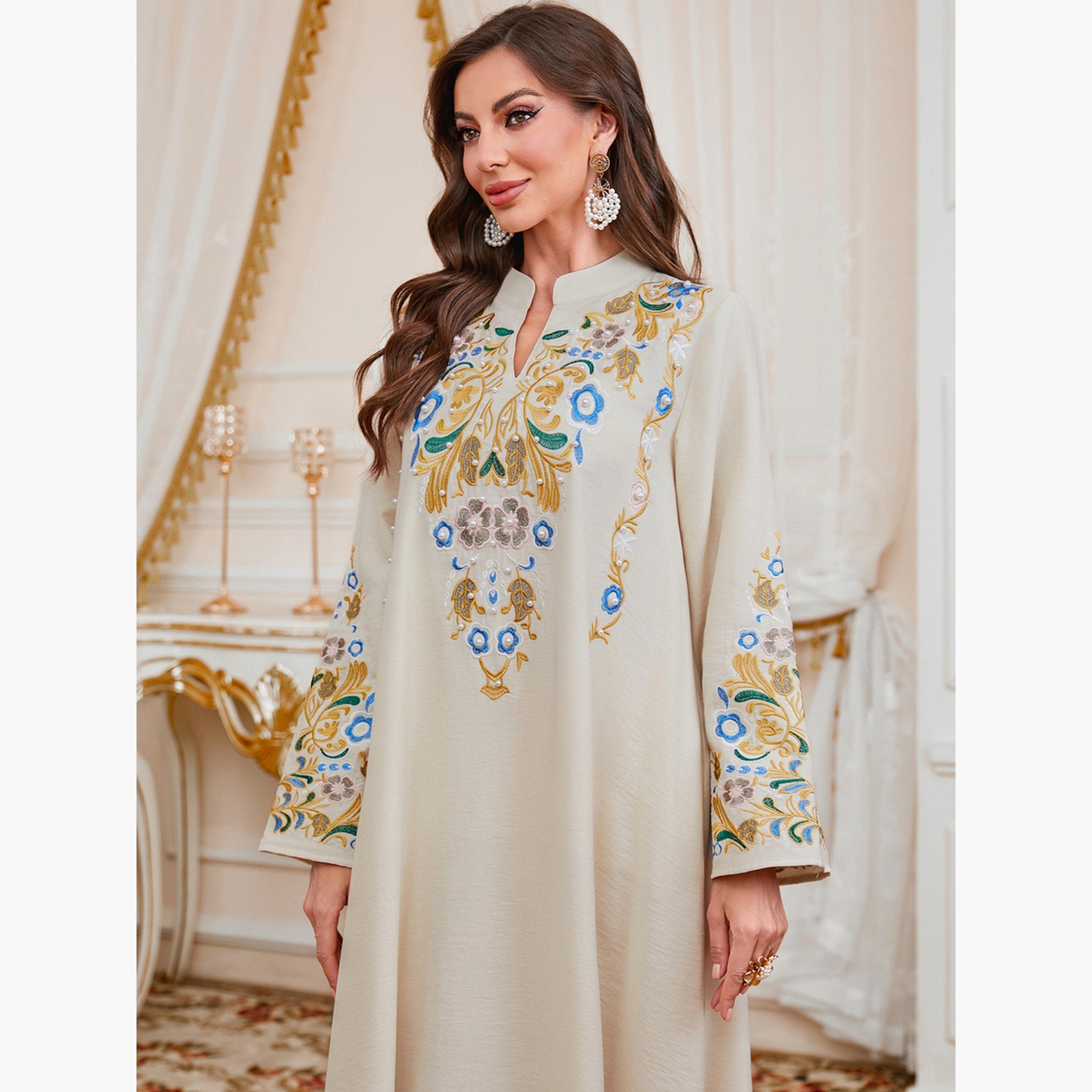 Take Two Women Embroidered Faux Pearl Jalabiya-women-arabicclothing-jalabiyas-image-4