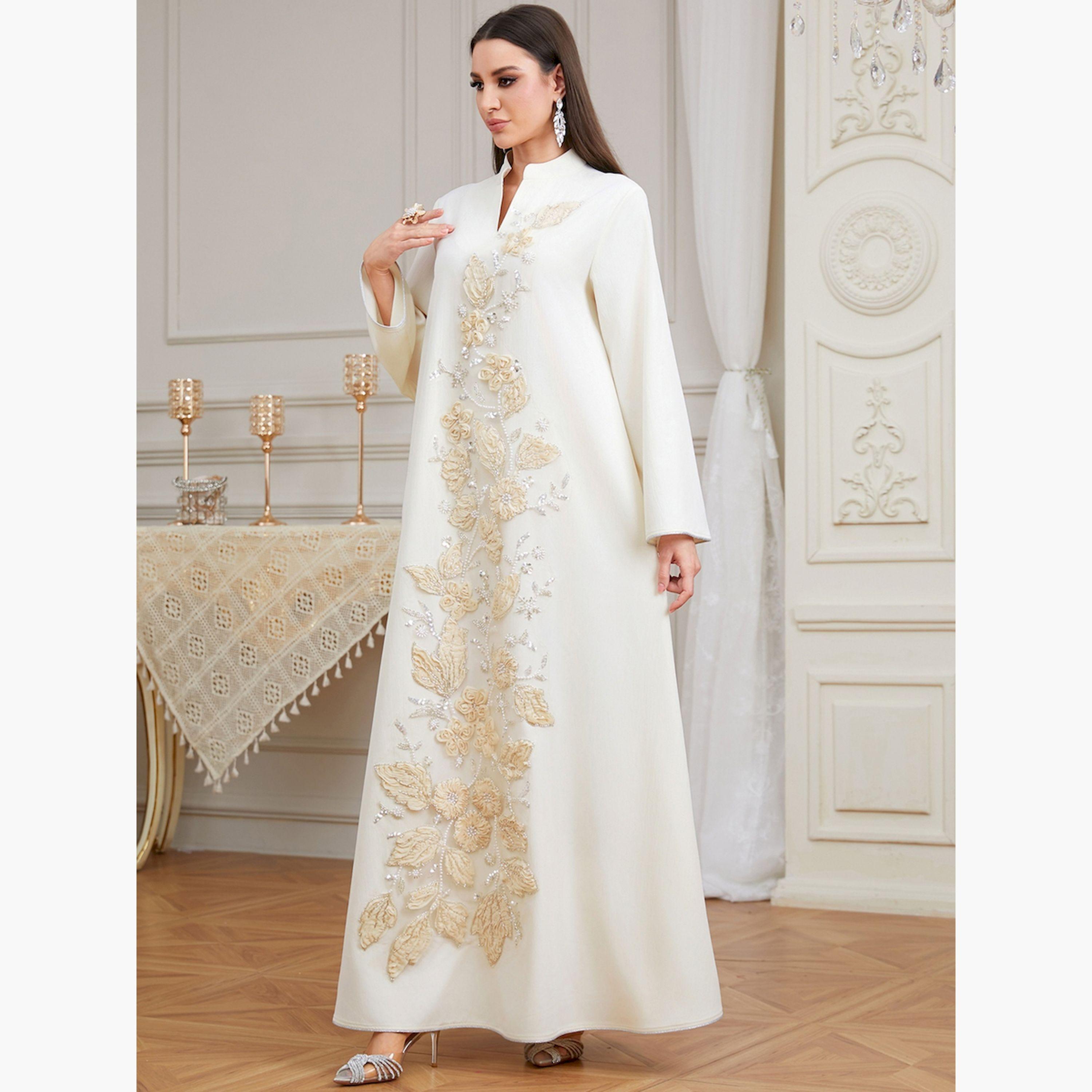Take Two Cream Embellished Jalabiya with Floral Embroidery-women-arabicclothing-jalabiyas-image-4