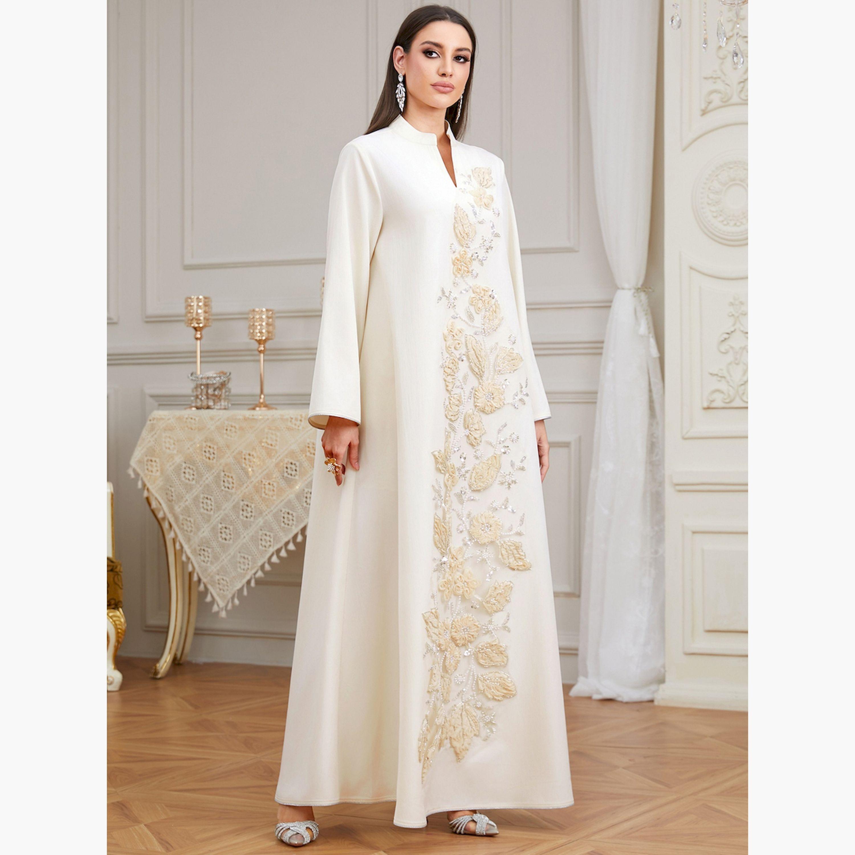 Take Two Cream Embellished Jalabiya with Floral Embroidery-women-arabicclothing-jalabiyas-image-5