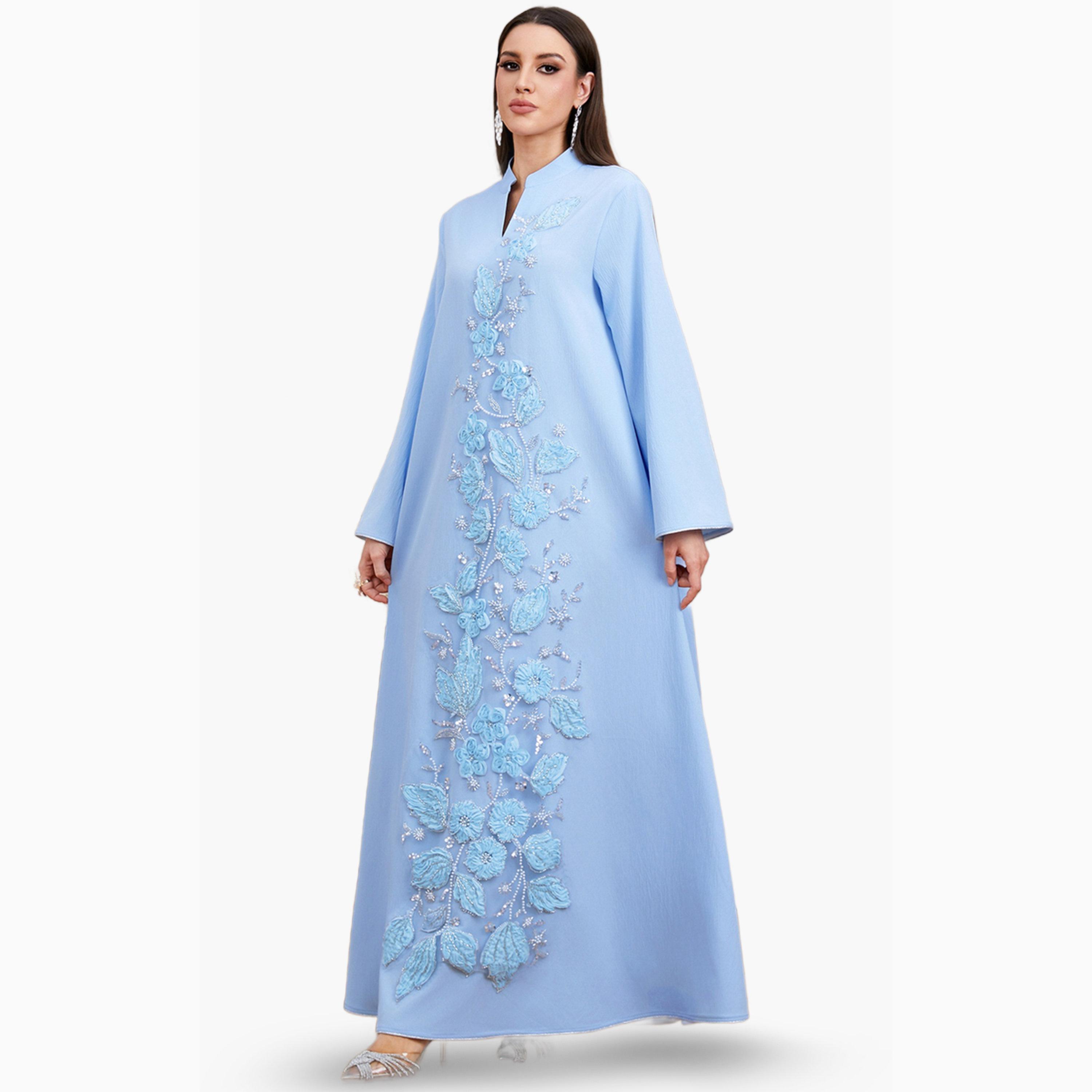 Take Two Blue Sequin Embroidered Panelled Jalabiya-women-arabicclothing-jalabiyas-image-4