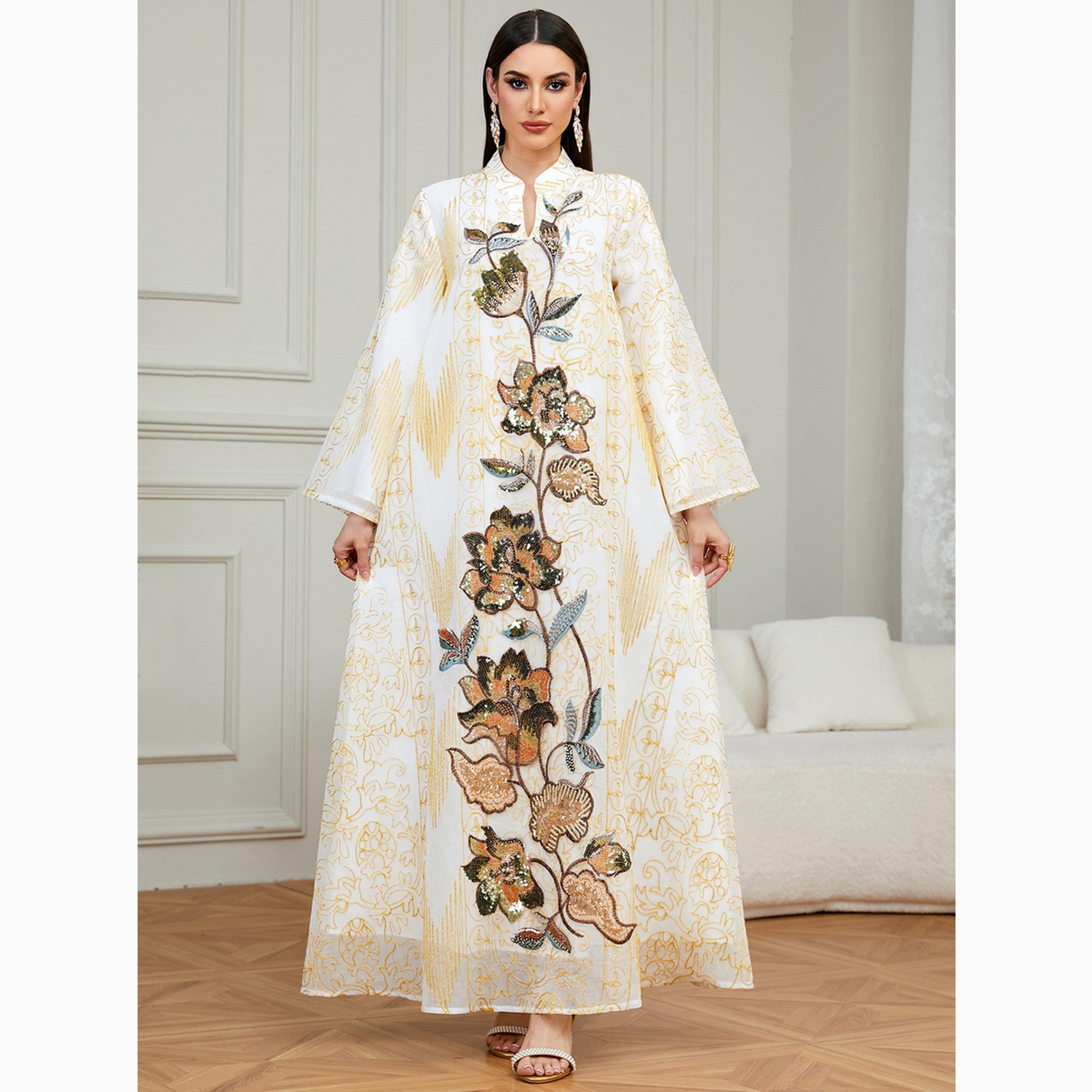 Take Two White Sequined Embroidered Jalabiya-women-arabicclothing-jalabiyas-image-1