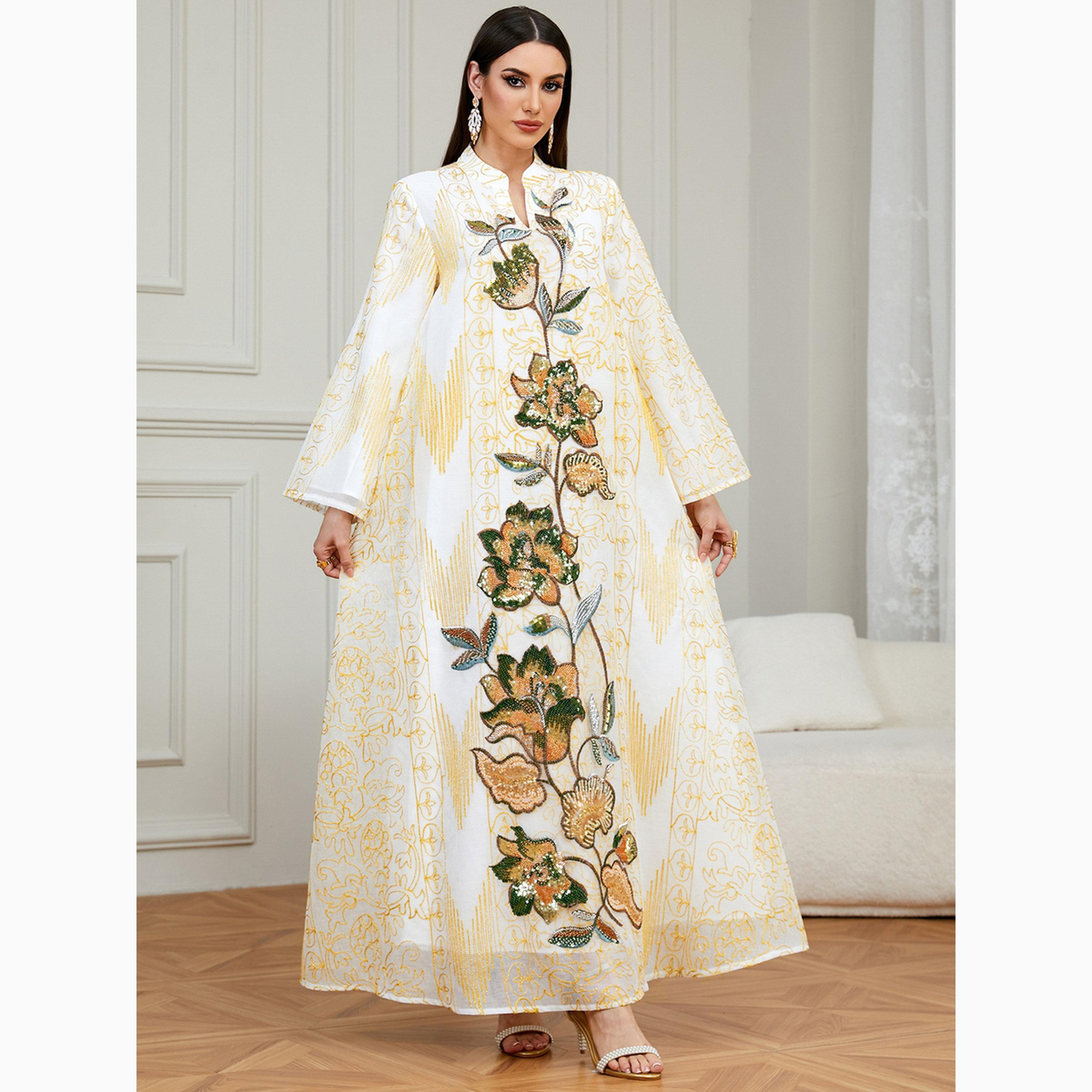 Take Two White Sequined Embroidered Jalabiya-women-arabicclothing-jalabiyas-image-2