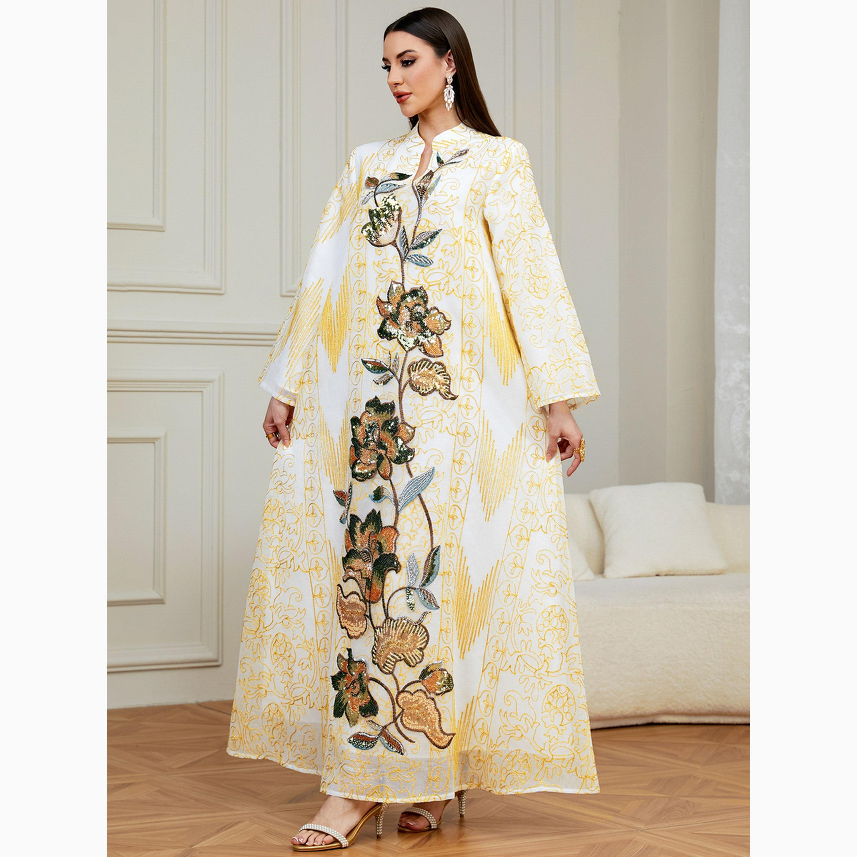 جلابية مطرزة ومزينة بترتر-women-arabicclothing-jalabiyas-image-3