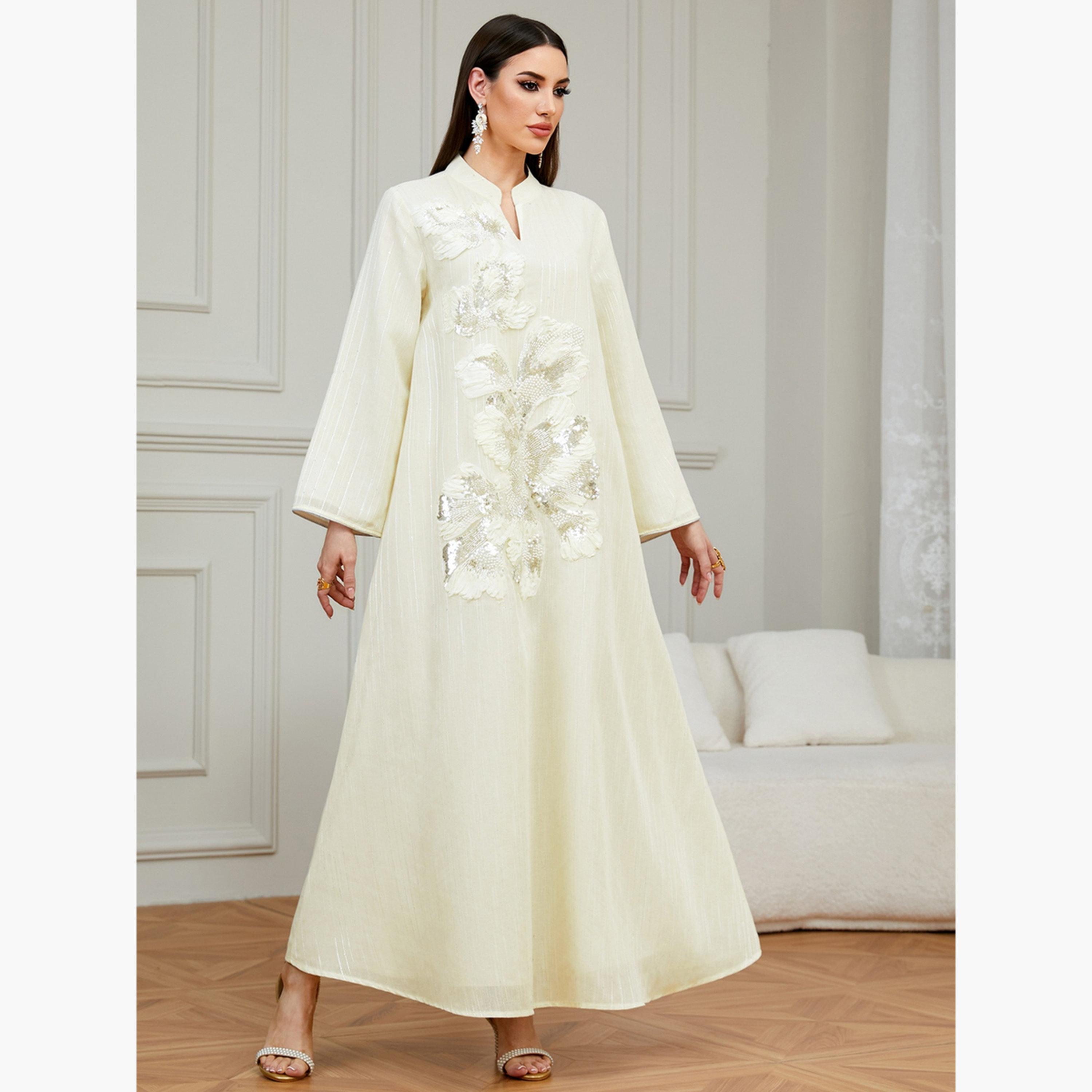 Take Two Women Beige Sequin Embroidered Jalabiya-women-arabicclothing-jalabiyas-image-2