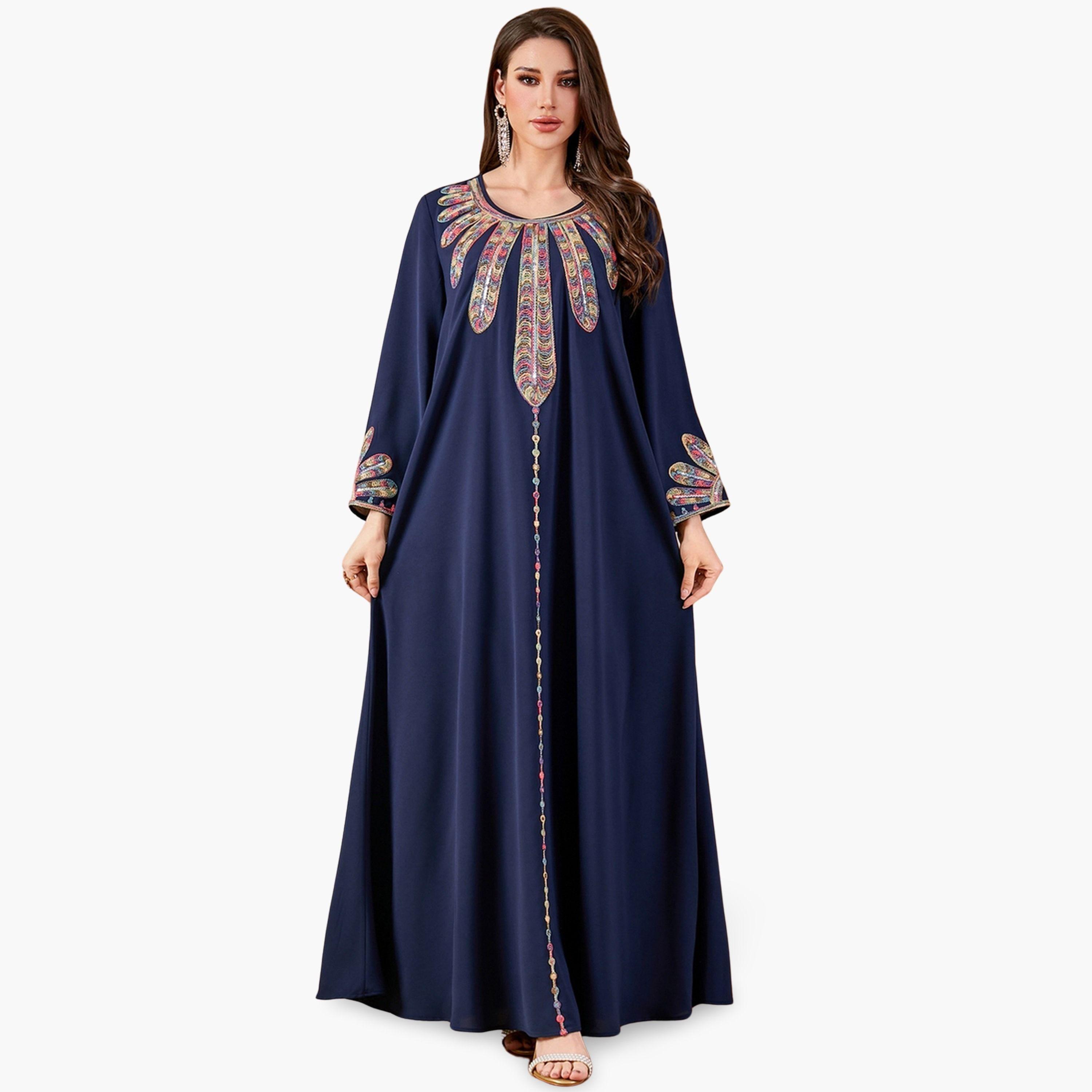Take Two Women Sequin Panel Long Sleeve Jalabiya-women-arabicclothing-jalabiyas-image-1