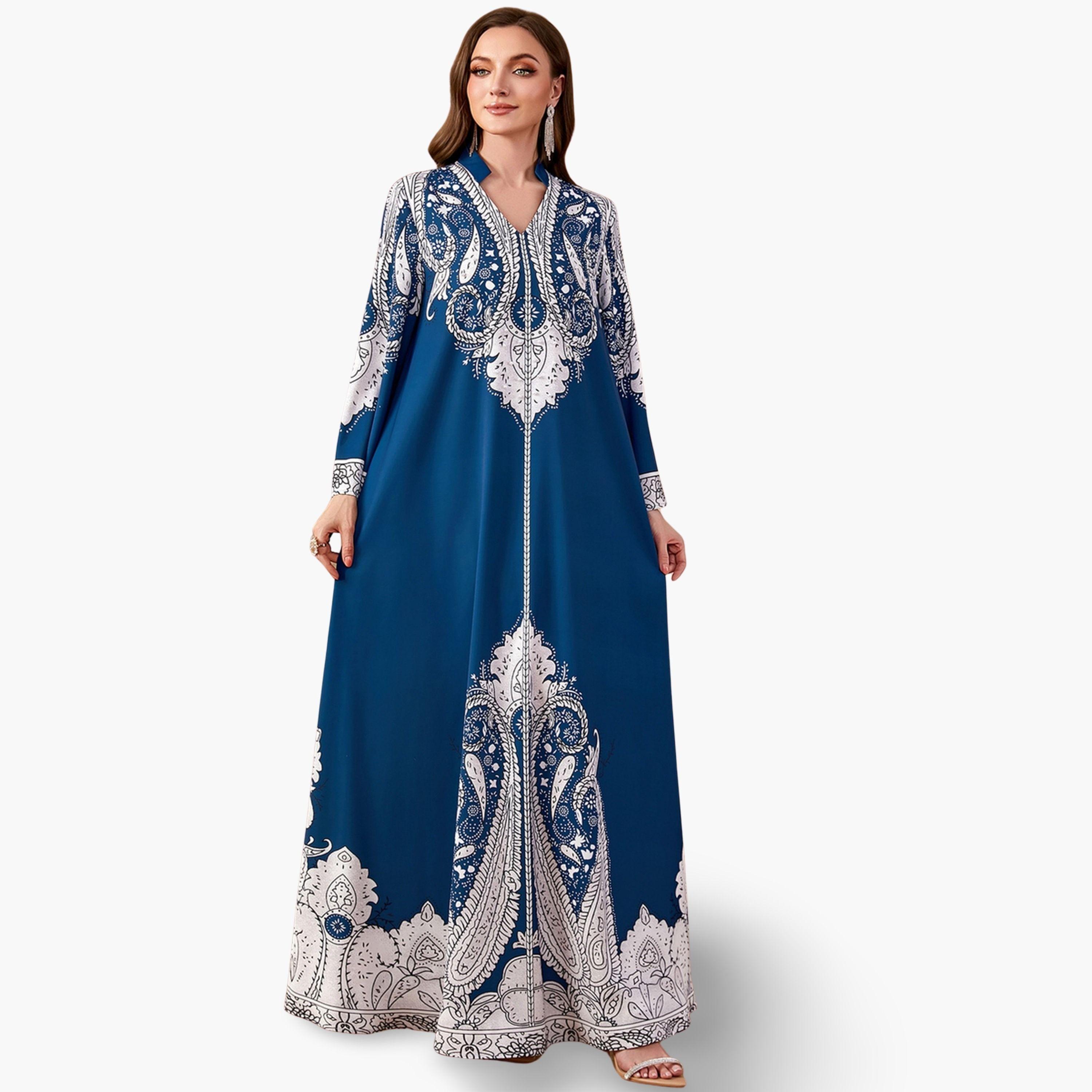 Take Two Women Paisley Print Long Sleeve Jalabiya-women-arabicclothing-jalabiyas-image-1