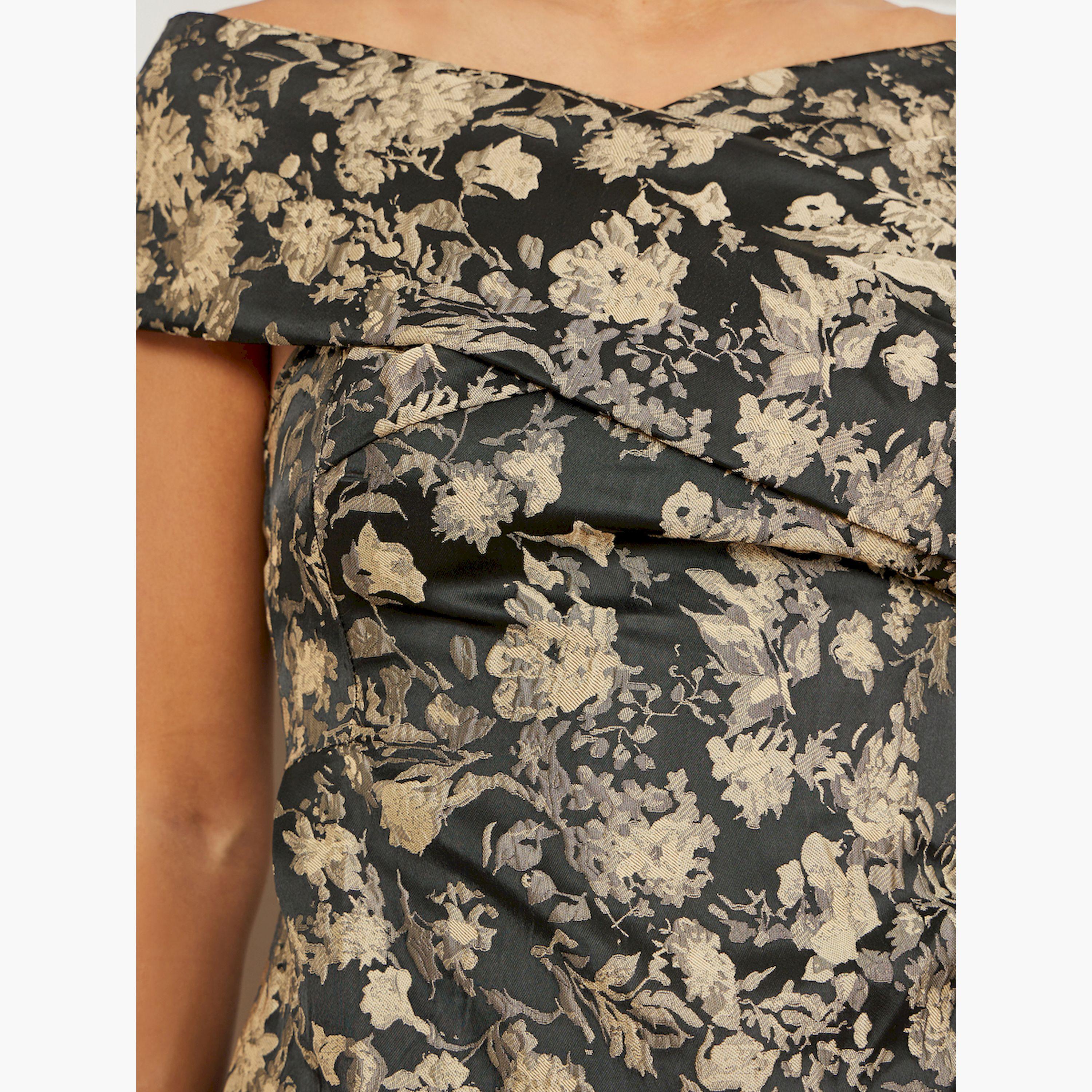Styli Black Floral Jacquard Off-Shoulder Top-women-clothing-shirtsandblouses-blouses-image-5