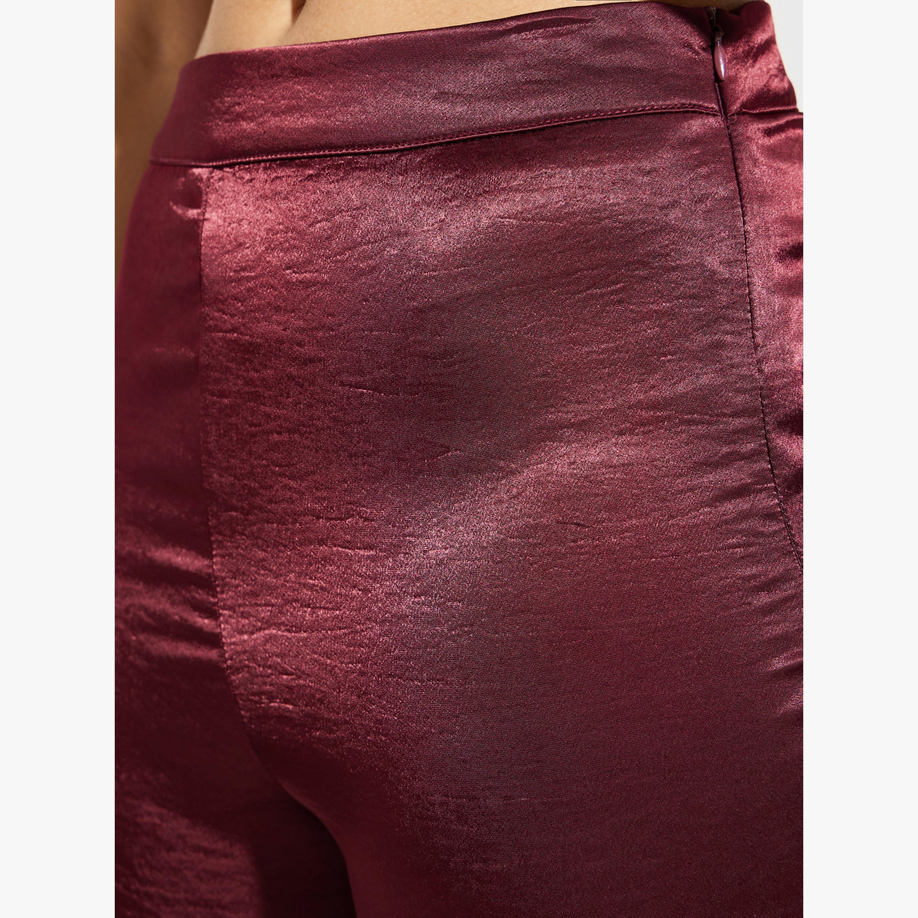 Styli Burgundy Satin Wide Leg Trousers-women-clothing-bottoms-joggers-image-3