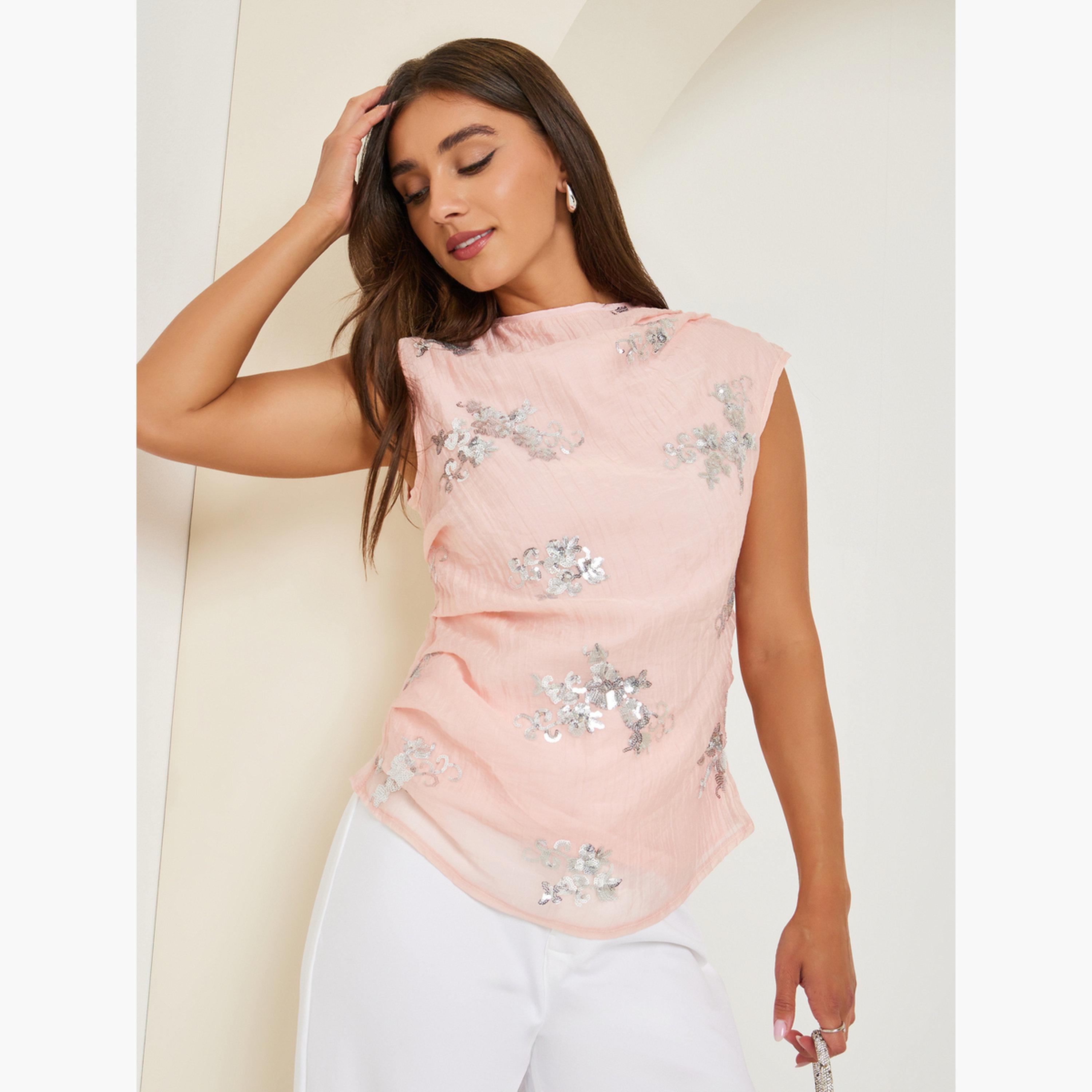 بلوزة بلا أكمام مزينة بالترتر-women-clothing-shirtsandblouses-blouses-image-1