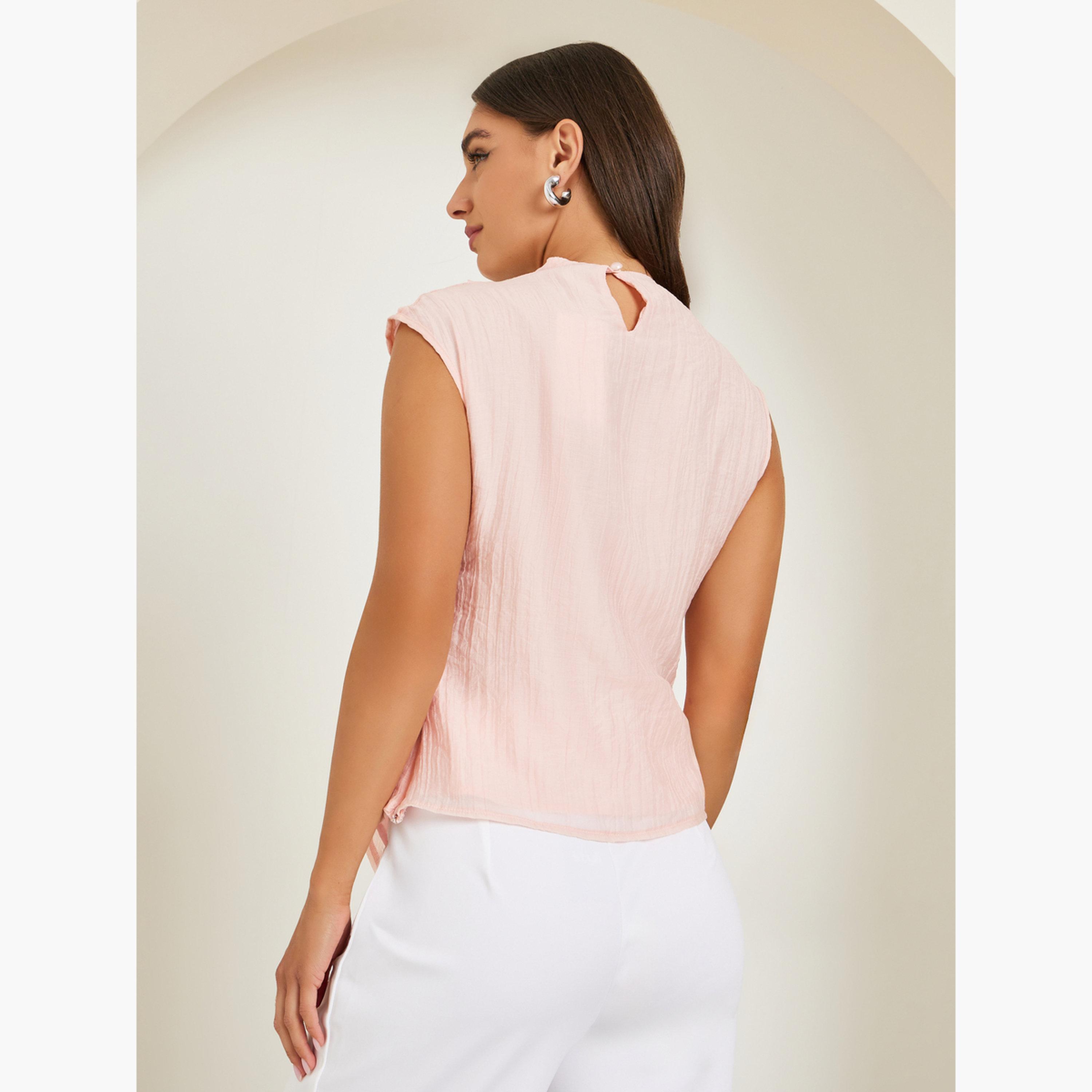 Styli Women Pink Sleeveless Sequin Top-women-clothing-shirtsandblouses-blouses-image-4