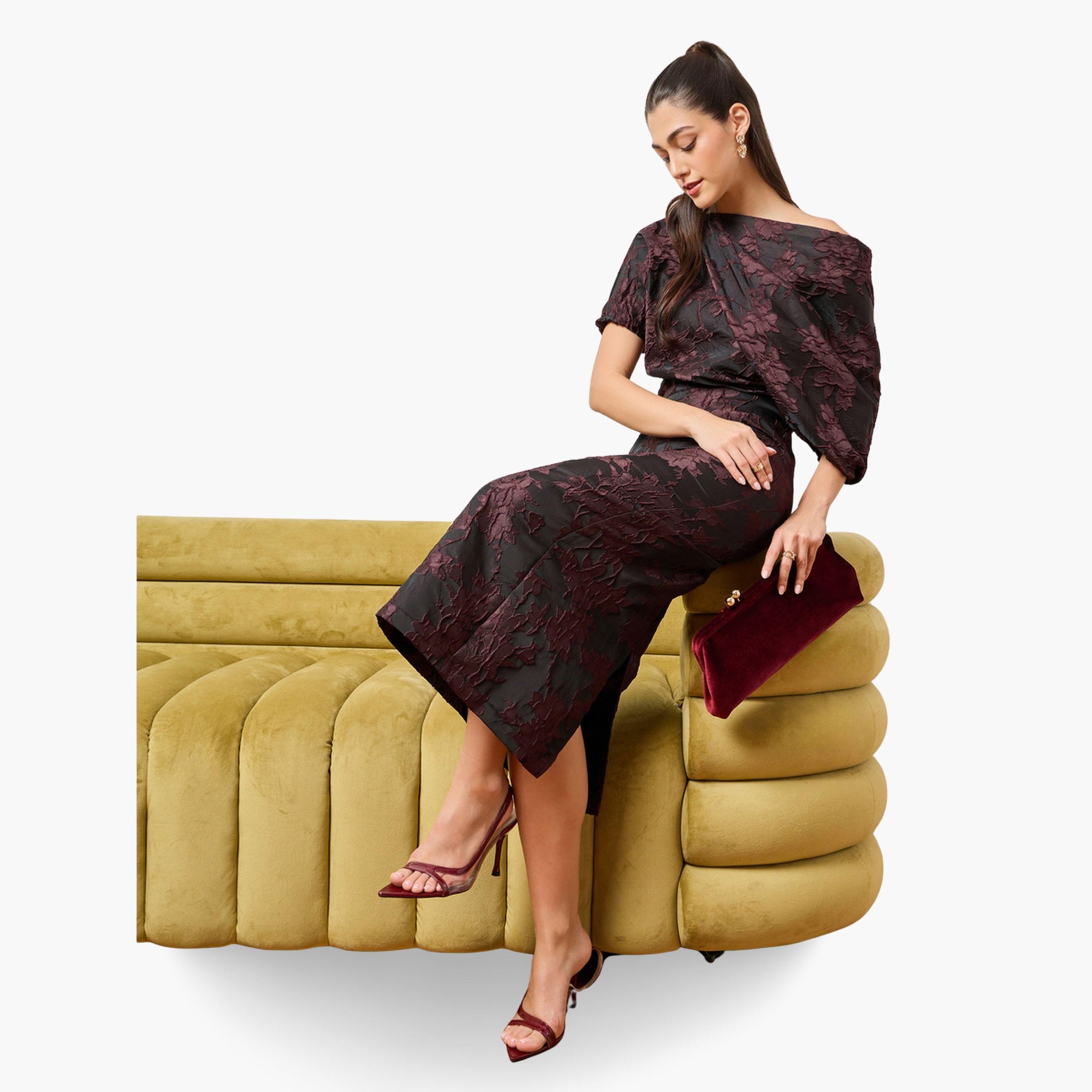 فستان ميدي جاكار بطبعة زهور-women-clothing-dresses-image-3