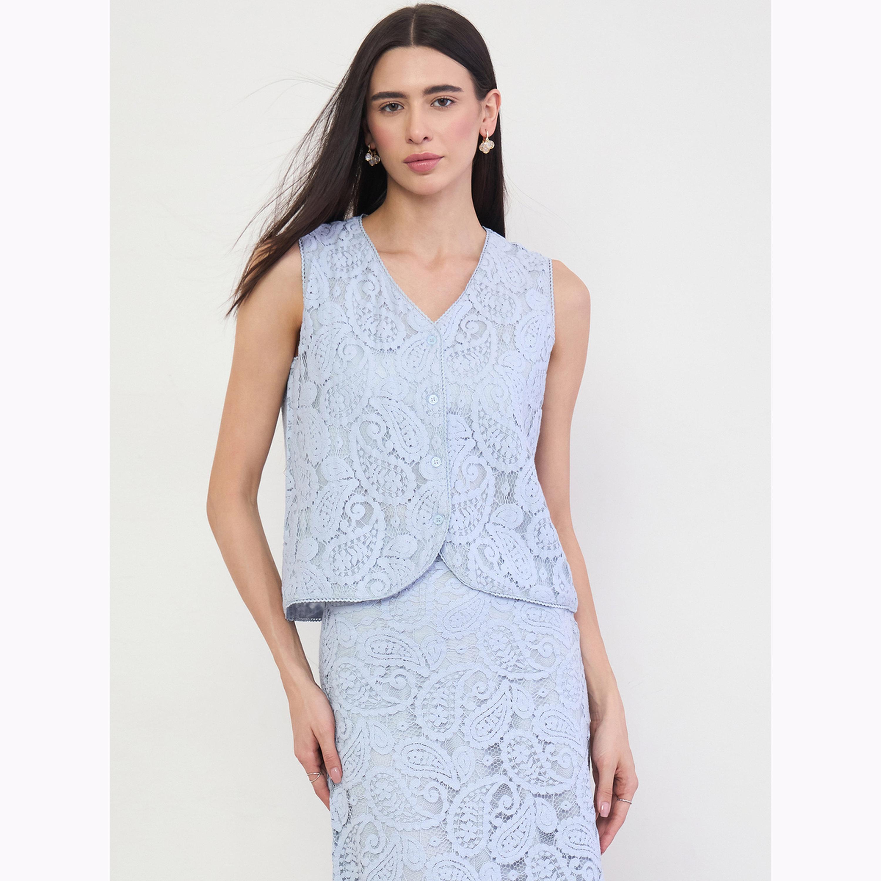 صدرية دانتيل بنمط بيزلي وأزرار أمامية-women-clothing-shirtsandblouses-blouses-image-1