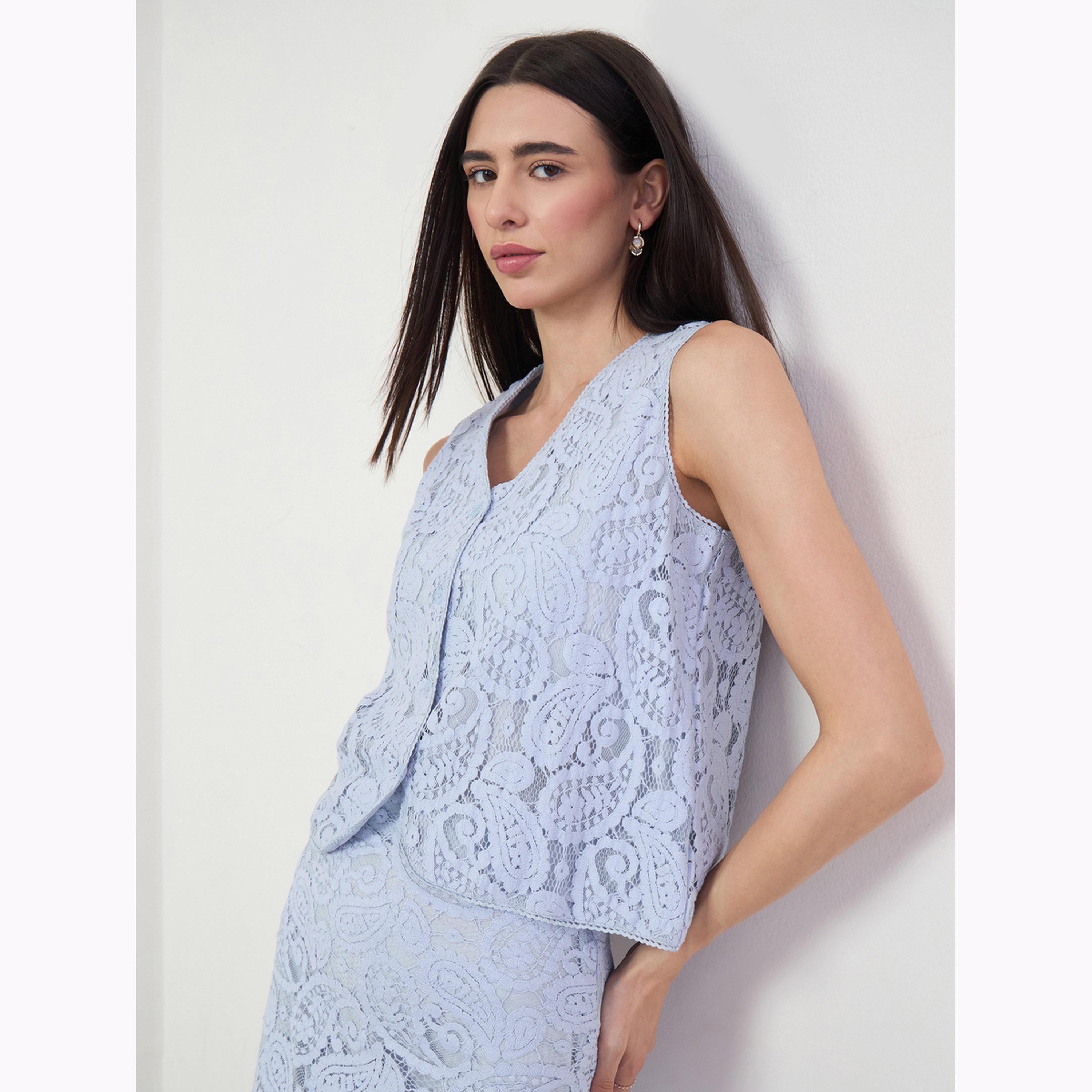 صدرية دانتيل بنمط بيزلي وأزرار أمامية-women-clothing-shirtsandblouses-blouses-image-3