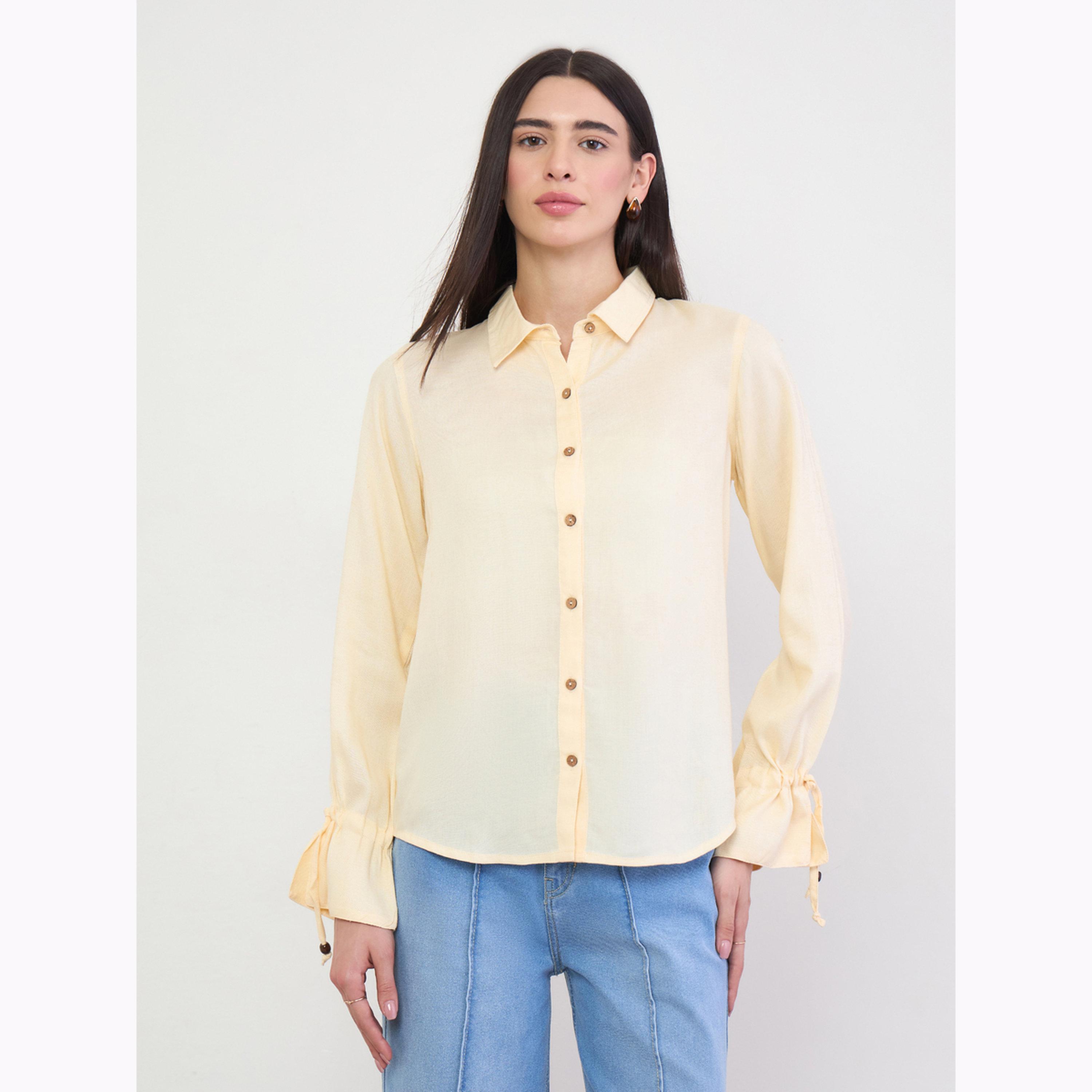 بلوزة بأكمام طويلة وأساور برباط-women-clothing-shirtsandblouses-shirts-image-1