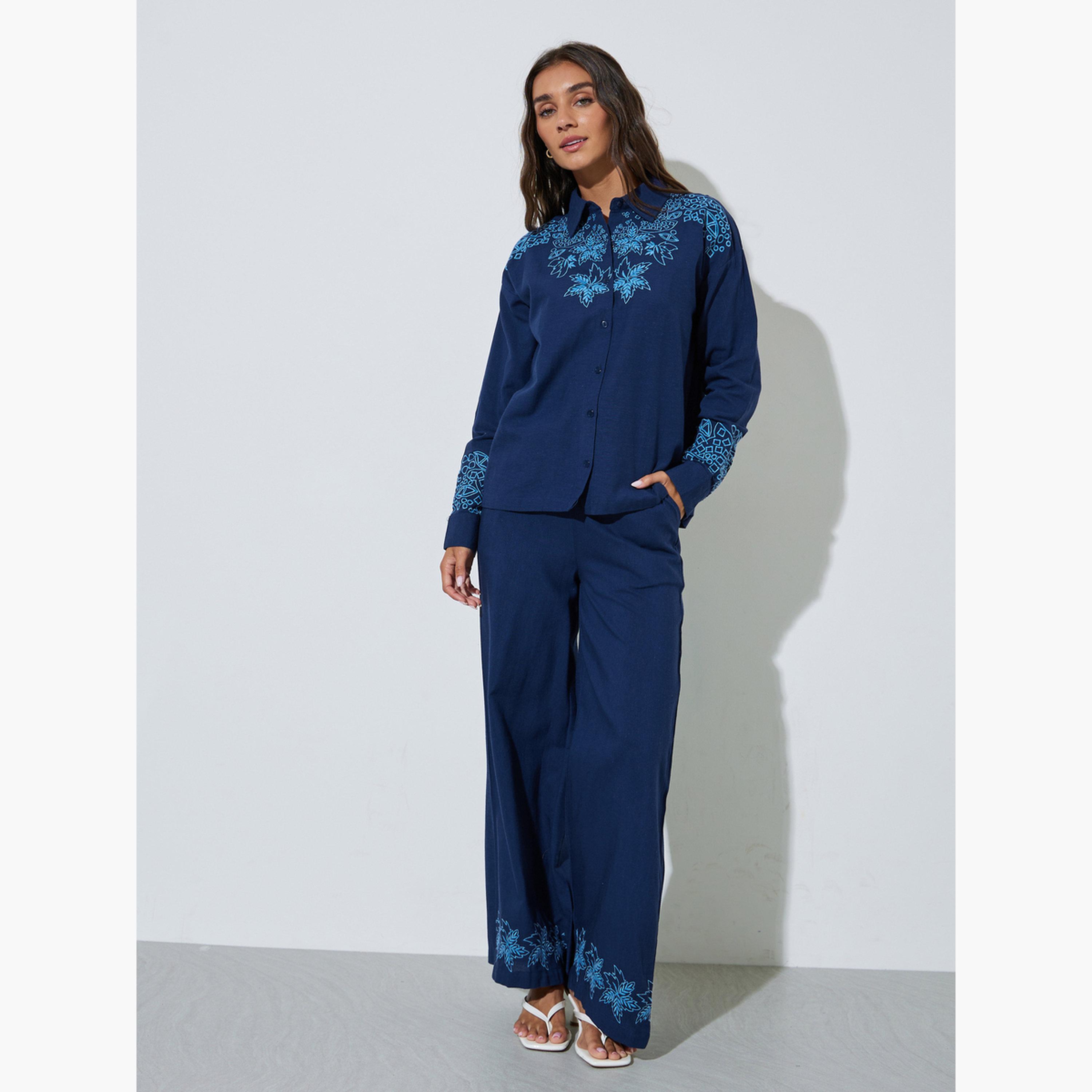 بلوزة أكمام طويلة مطرزة بقصة مريحة-women-clothing-shirtsandblouses-shirts-image-2